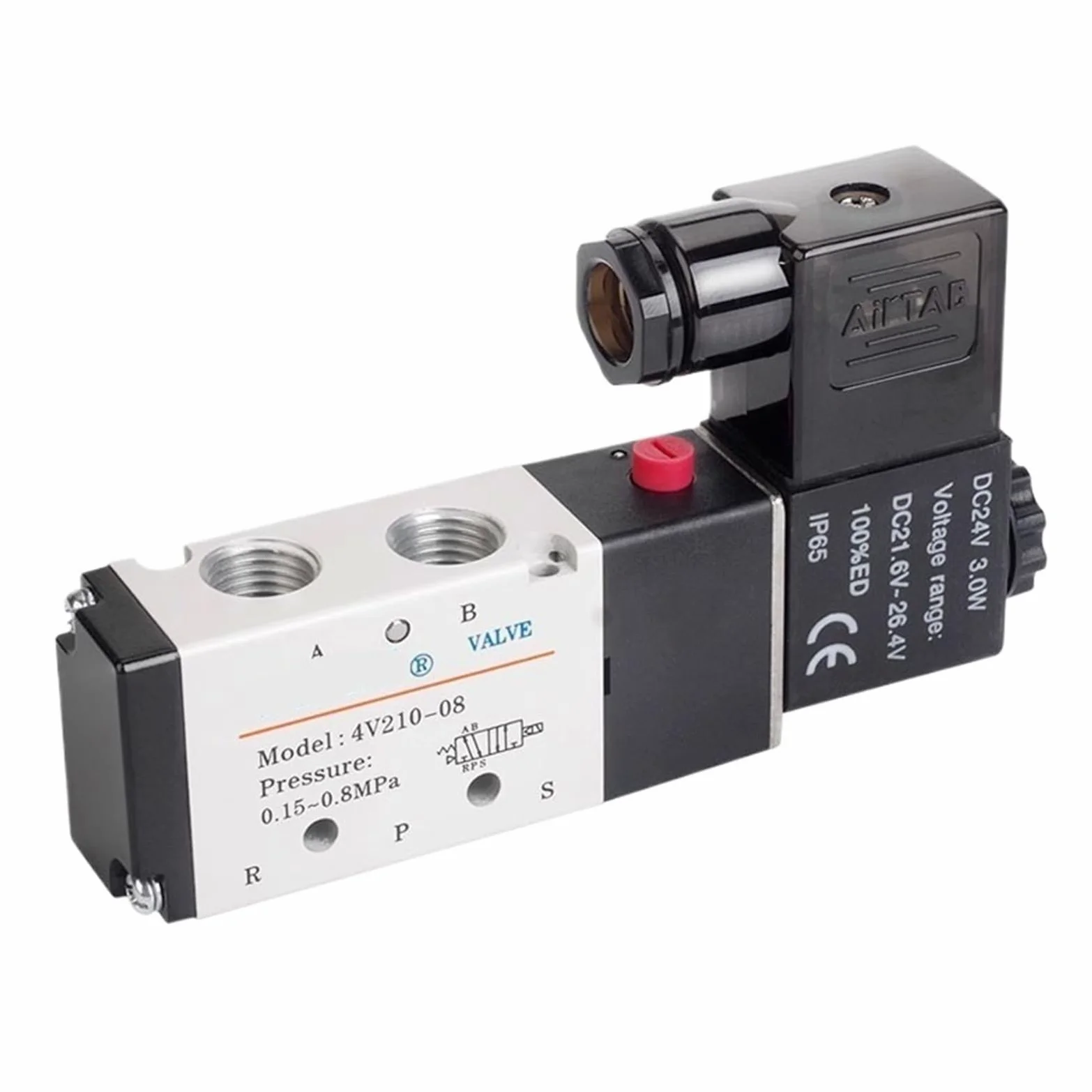 Electroválvula neumática de 5/2 vías 4V110-06, 4V210-08, 4V310-10, 4V410-15, 12 V, 24 V, 110 V y 220 V, válvula de control de dirección(4V410-15,AC220V)