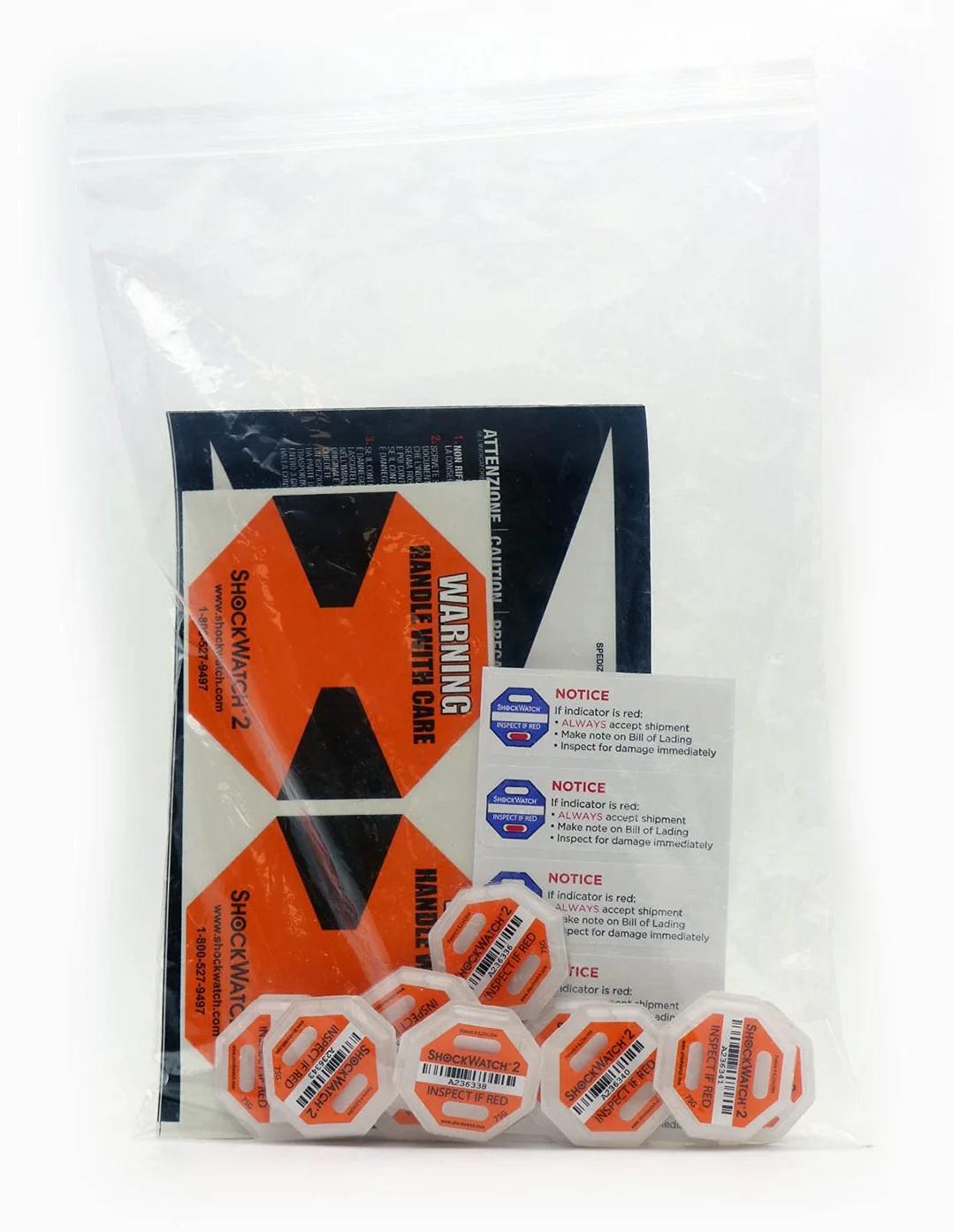 ShockWatch 2 Indicador de Impacto 75G Naranja para Transporte y Embalaje | Pack de 10 Unidades