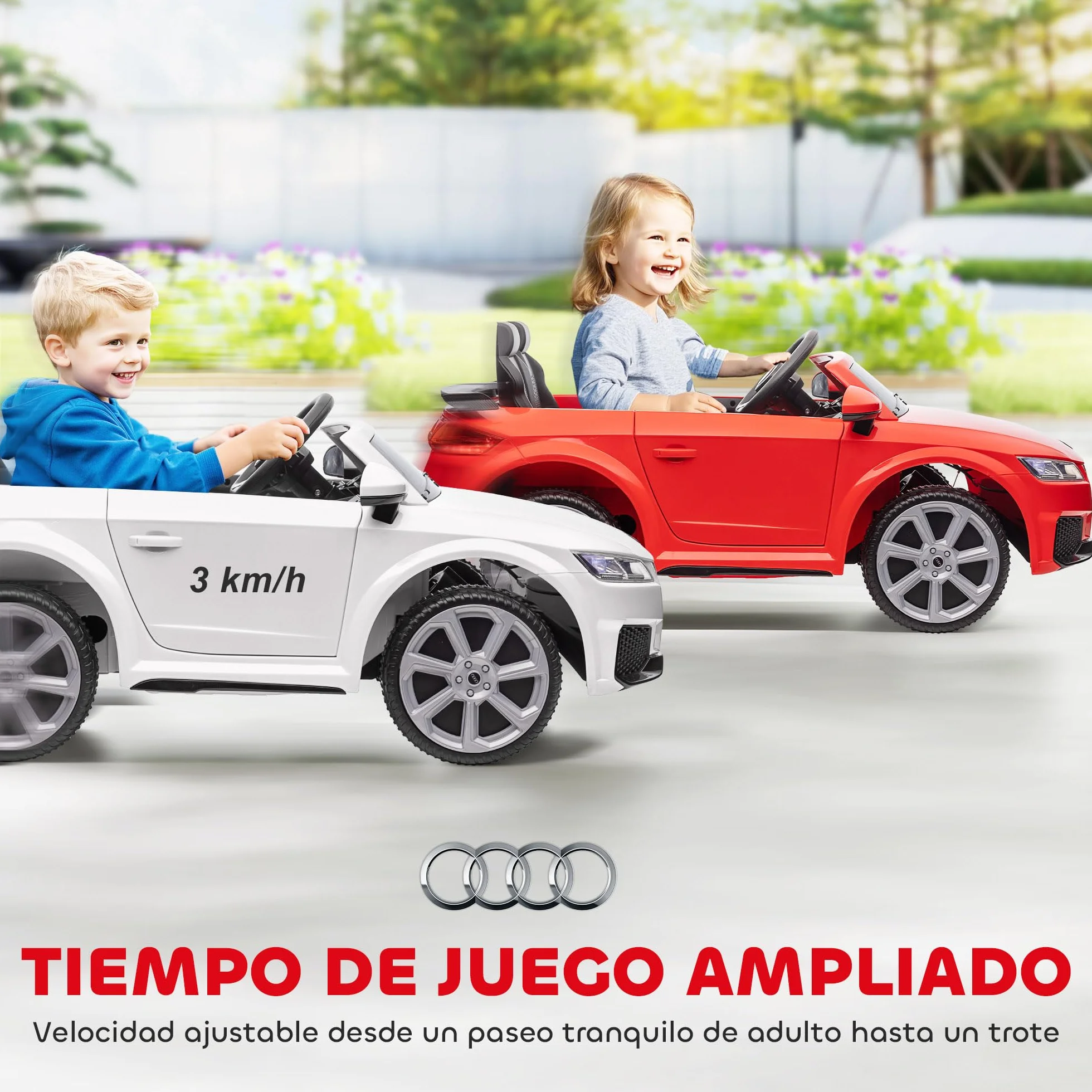 HOMCOM Coche Eléctrico Infantil Audi TT 12V 3 km/h con Mando a Distancia 102x60x44 cm Blanco