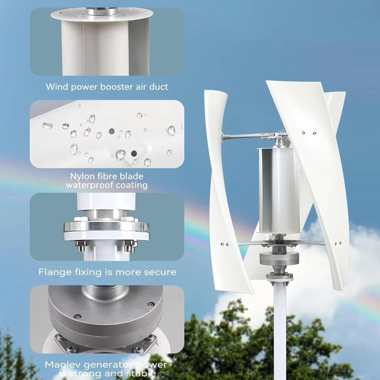 Kit Generador Viento Vertical Turbina Eólica 6000 W, Equipo Productor Electricidad Kit Energía Para El Hogar, Generador Energía De Eje Vertical De Ca Trifásico De 12 V, 24 V, 48 V Y 220 V,24V