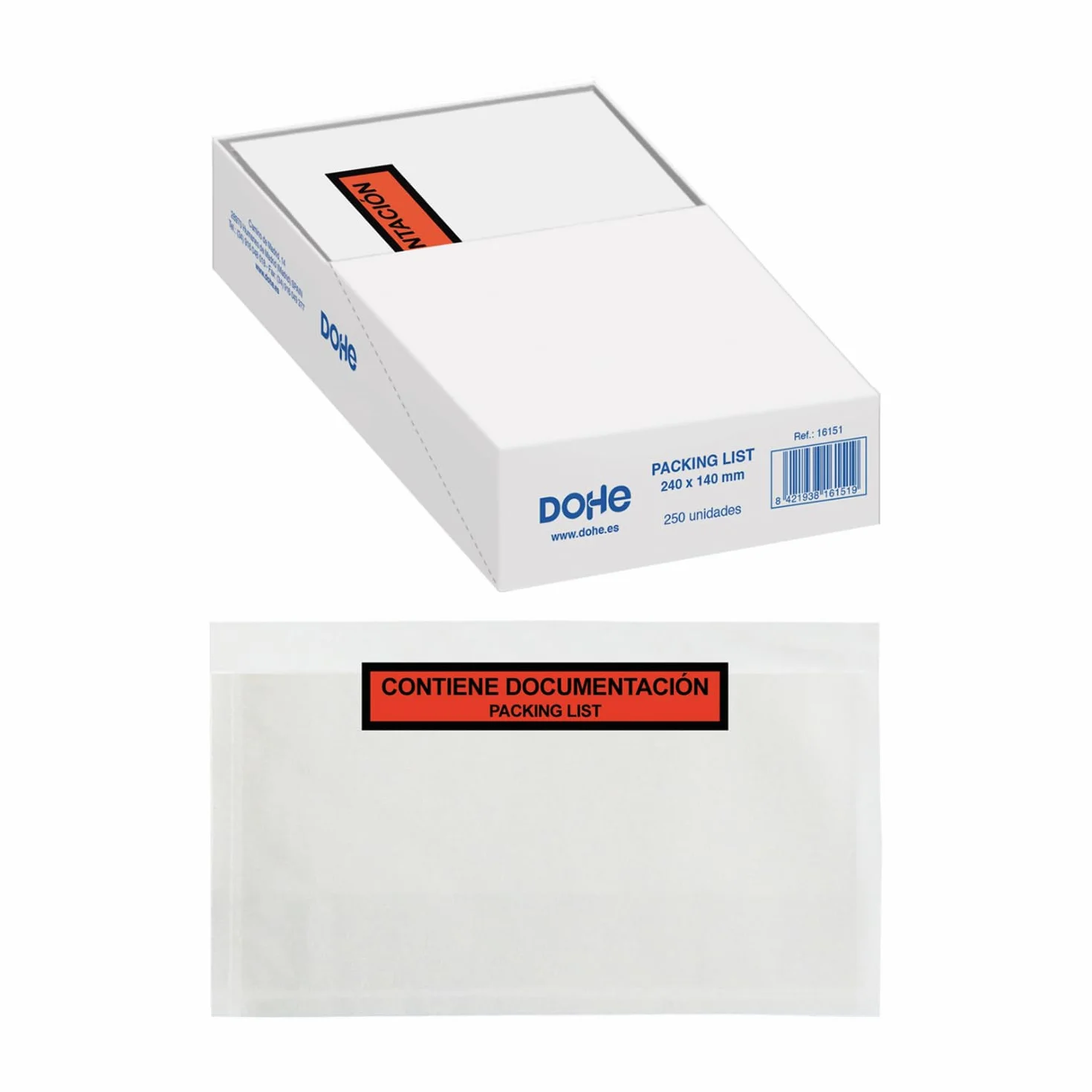 Sobres de 240x140 mm, 250 unidades - Portadocumentos autoadhesivos - Material de oficina