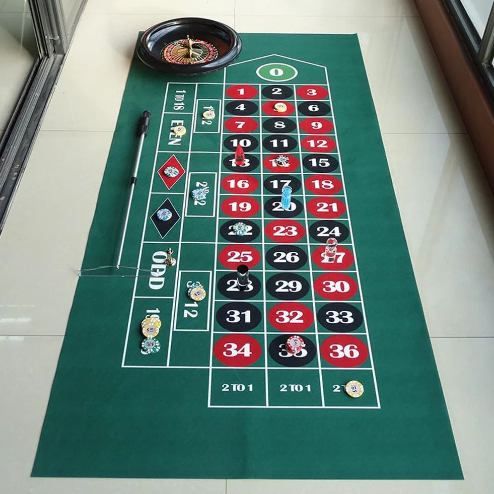 Tapete de Ruleta Portátil 180x90 cm para Juegos de Mesa y Dados
