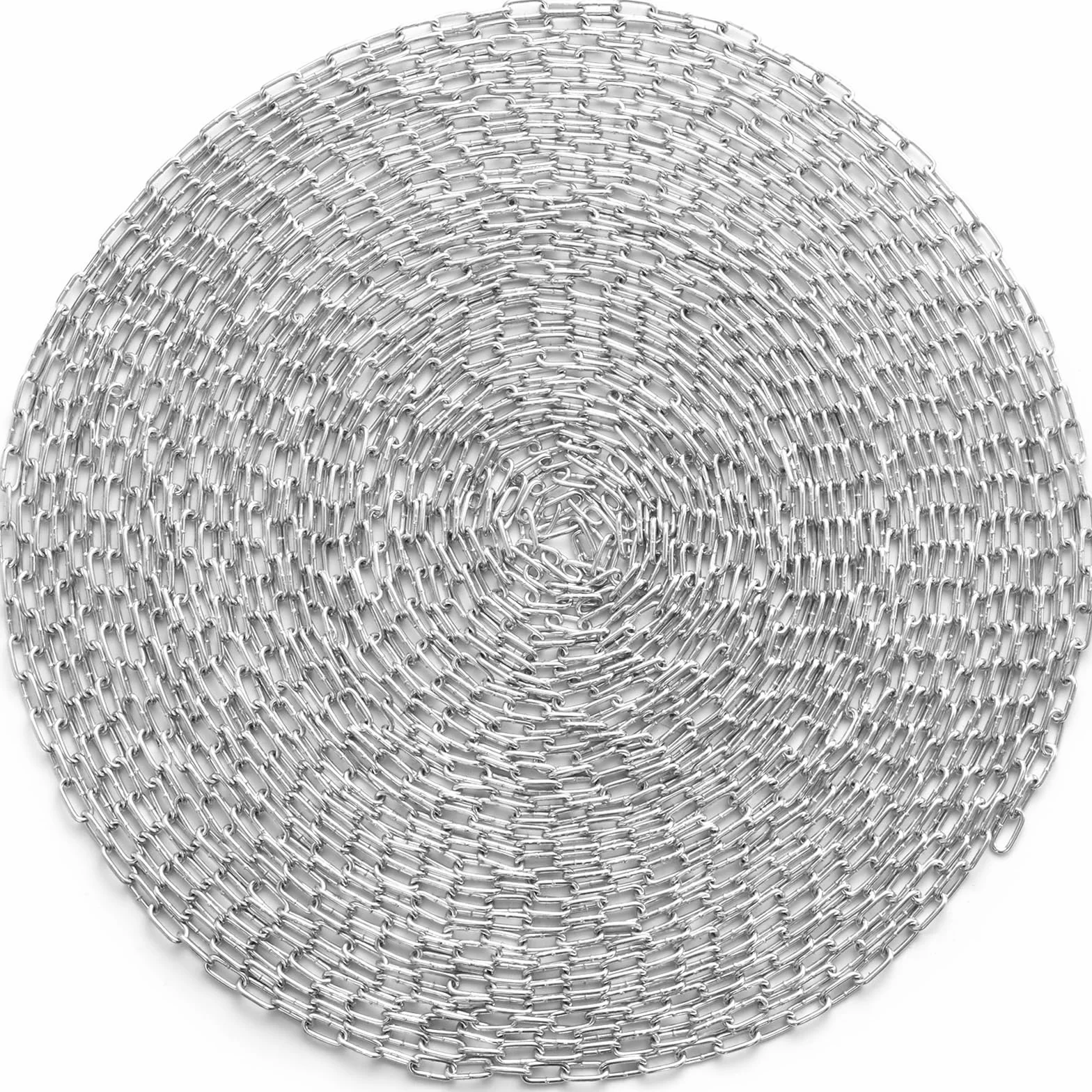 VEVOR Cadena de Eslabones de Acero al Carbono Galvanizado 3mm x 30,48m Cadena Helicoidal de Servicio Pesado Capacidad de Carga de 149 kg Dos Conectores Rápidos Cadena para Remolcar, Colgar, Acampar