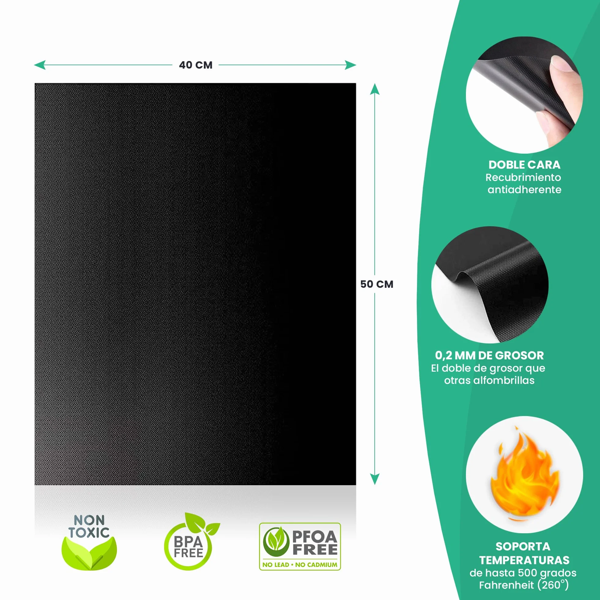 Protectores de Horno antiadherentes Reutilizables 50x40 cm Paquete de 3