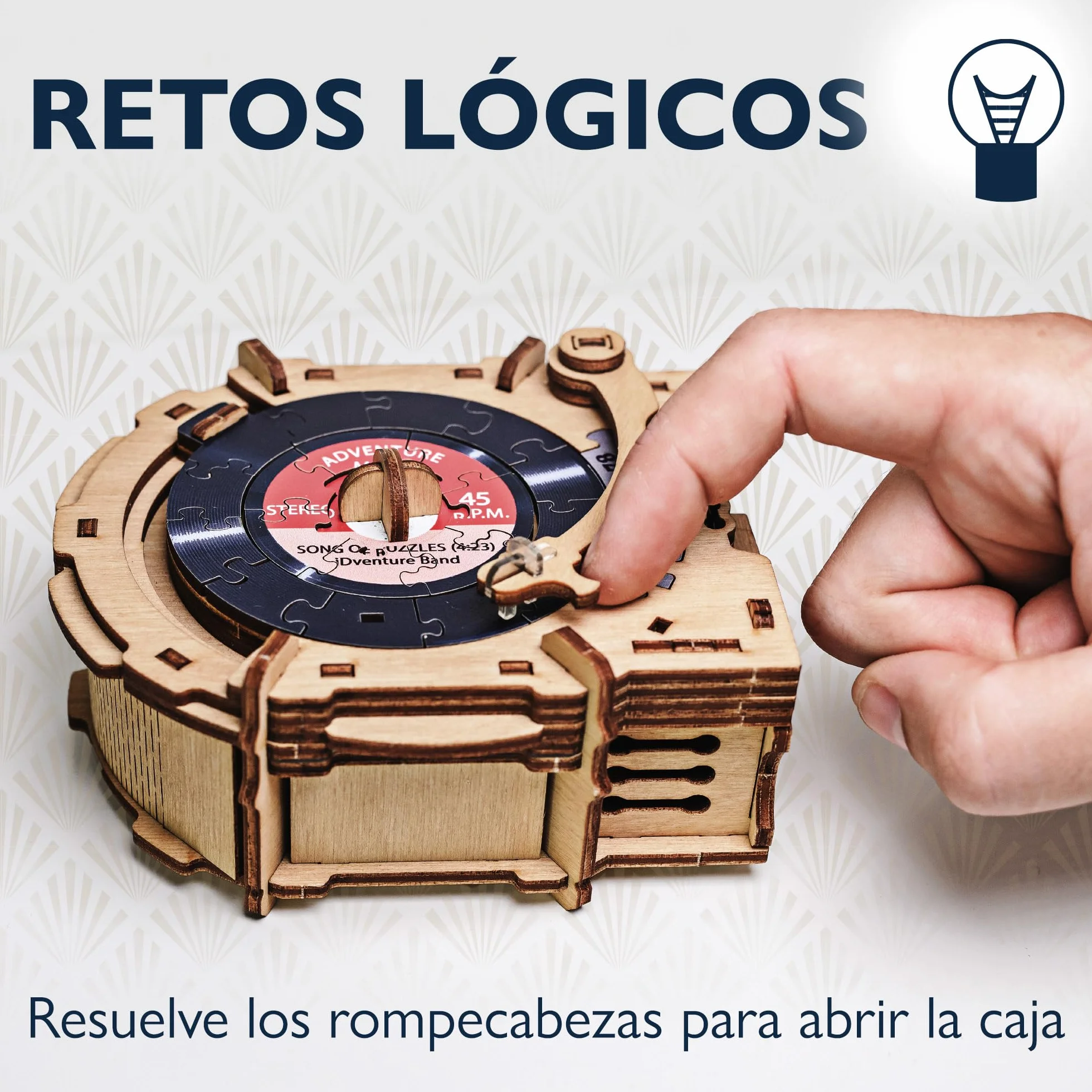 iDventure Cluepuzzle Tocadiscos Rompecabezas Juego Escape Room Caja Misteriosa Puzzle 3D Madera Regalo