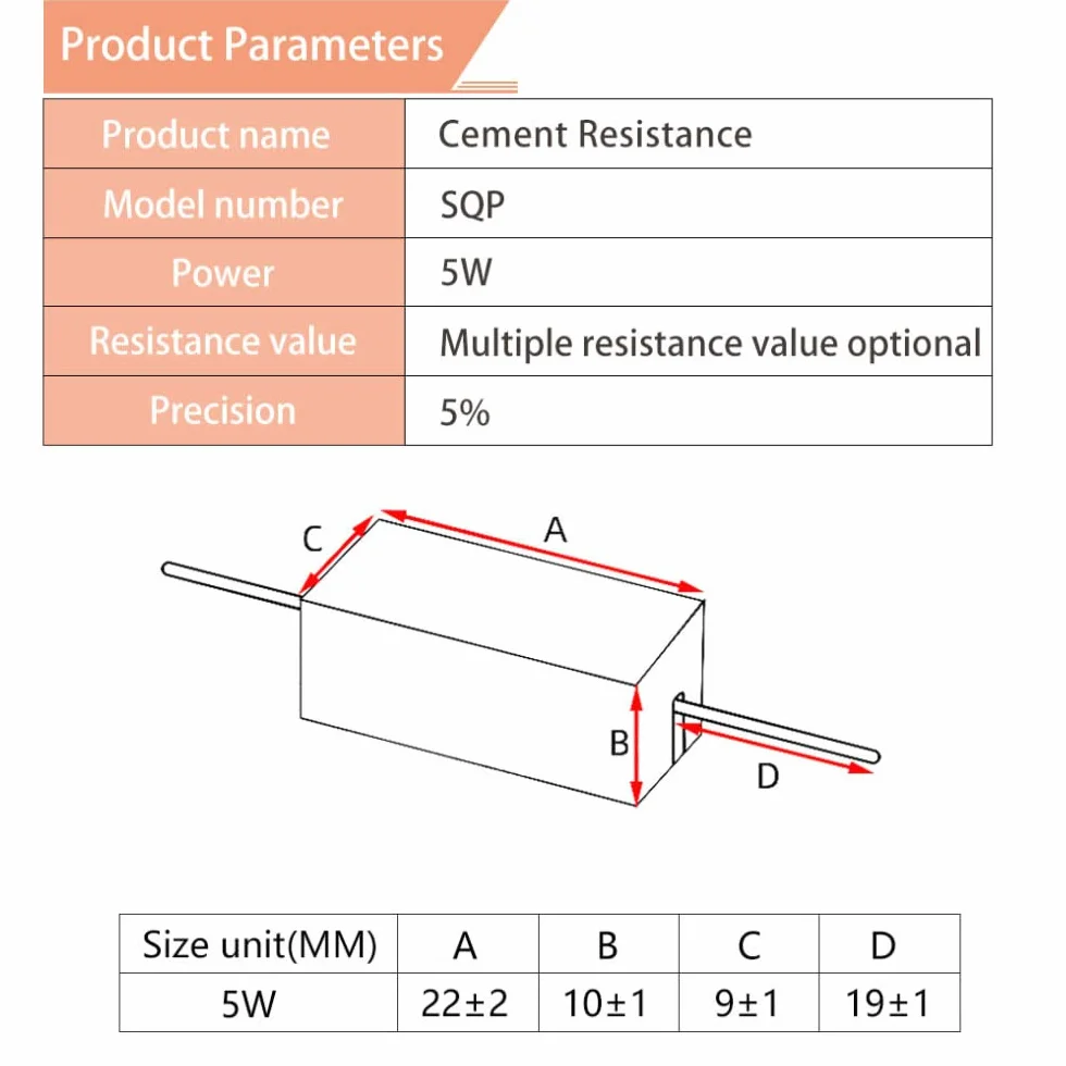 5W 5.1K Resistor de Cemento Cerámico 5% 10pcs