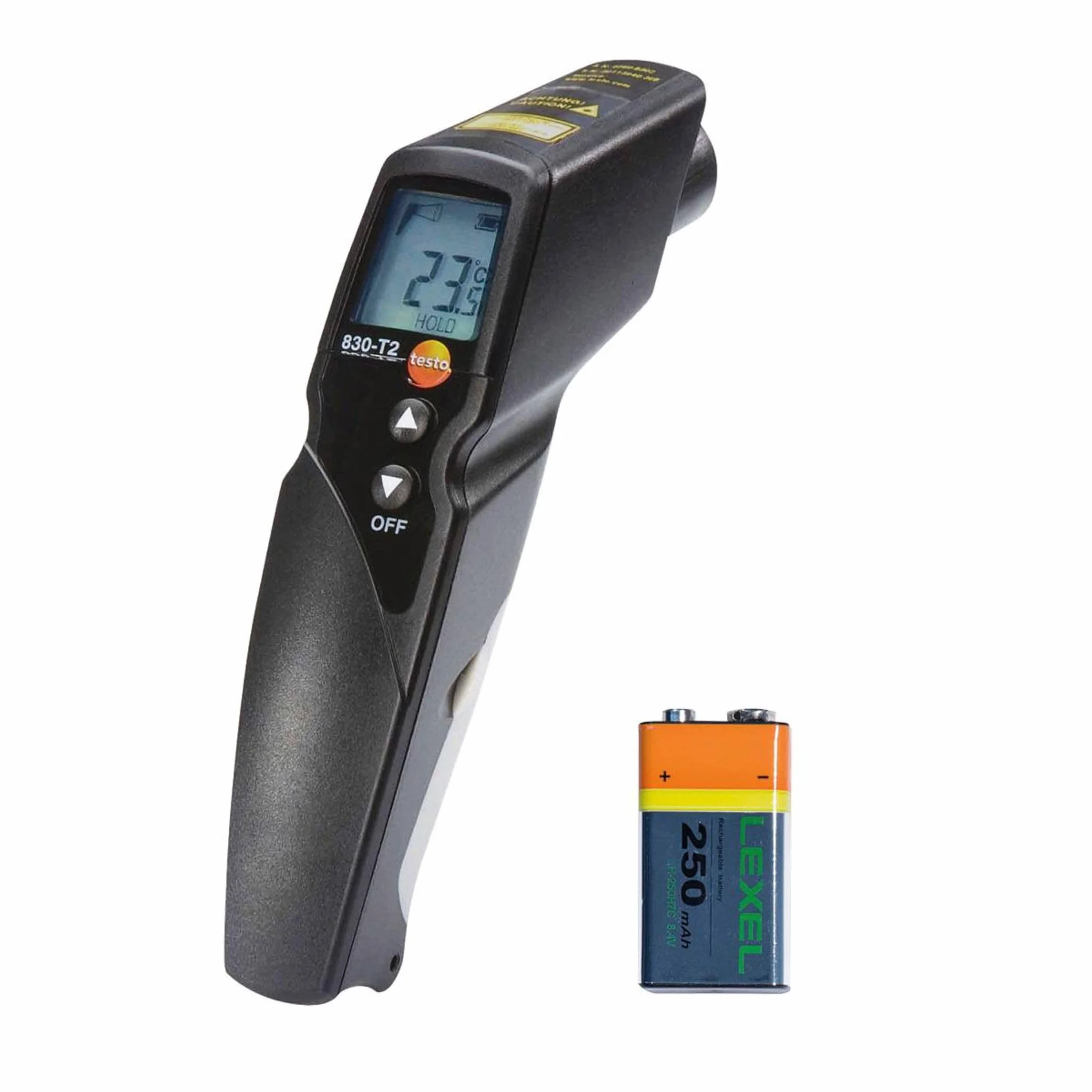 Testo 830-T2 - Termómetro por infrarrojos con indicador láser de 2 haces (óptica 12:1)