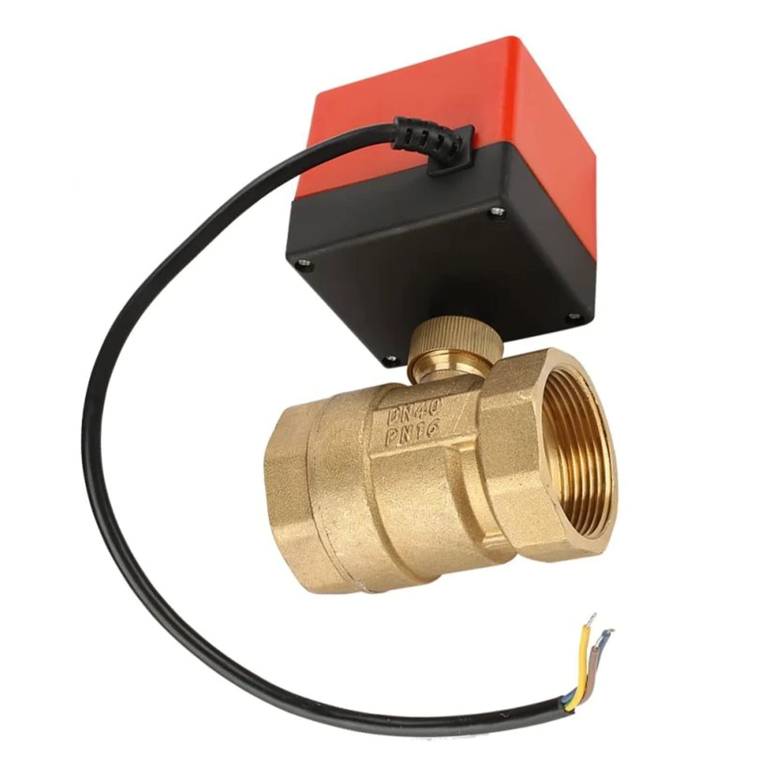 Genérico yaoqijie DC 24V DN40 Válvula de Bola de latón Válvula eléctrica 2 vías de válvula eléctrica de la válvula de Bolas motorizada de latón G1-1/2 Lasting