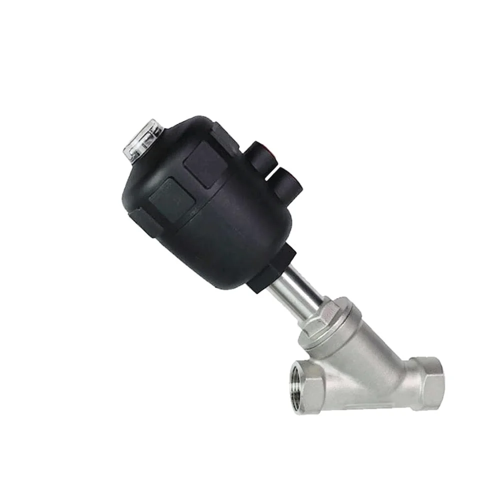 Válvula de Asiento neumática de Acero Inoxidable de Doble Efecto, 1,6 MPa, 1 Unidad, for el hogar, válvula de Asiento Angular, Sellado de PTFE, Normalmente Cerrada, 1/2", 3/4", 1"(1-1/4")