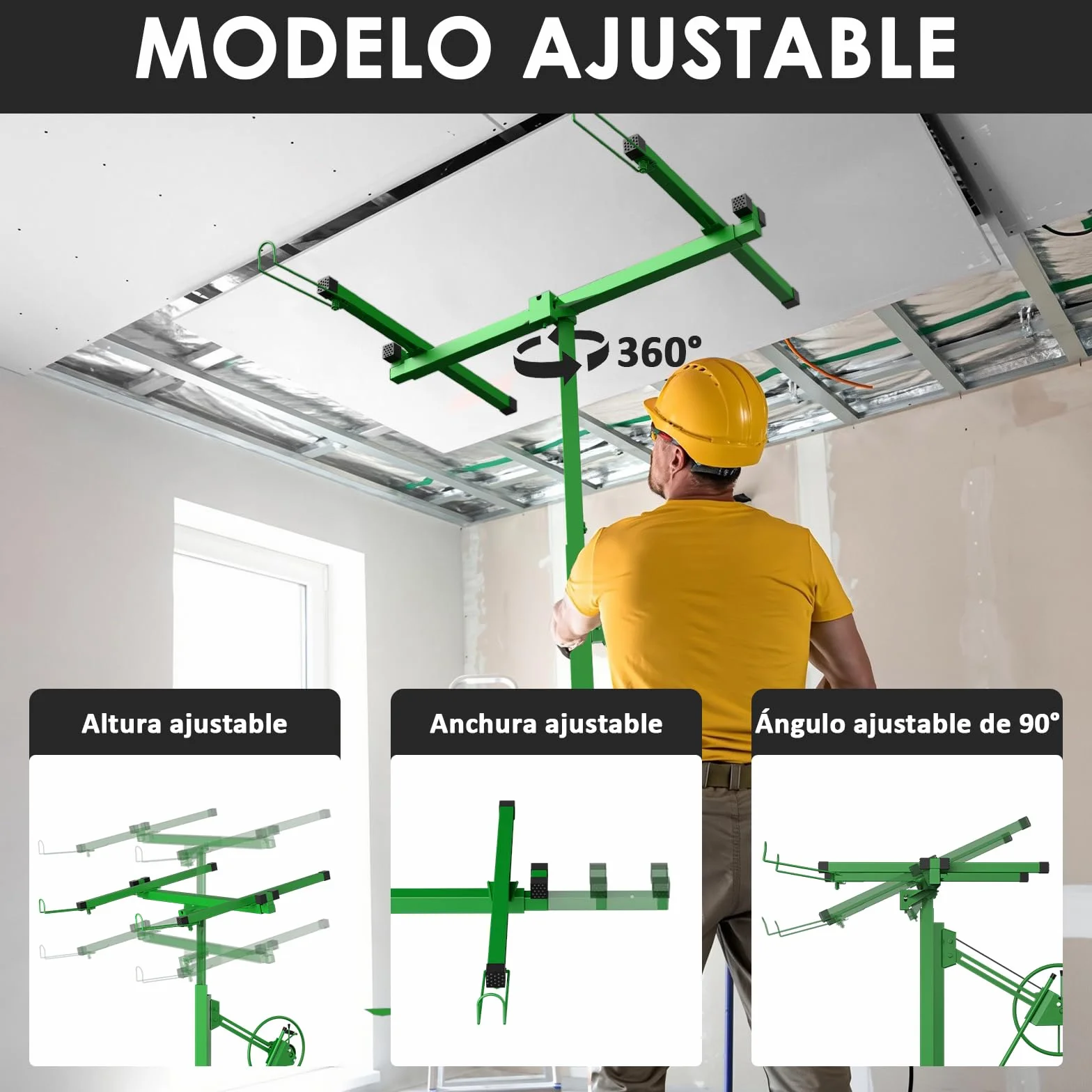 STANEW Elevador de placas XXL plegable hasta máx. 68 kg, para paneles de yeso y placas de riego, altura de trabajo regulable de 140 a 325 cm, altura de trabajo ajustable, máx. 290 cm de ancho