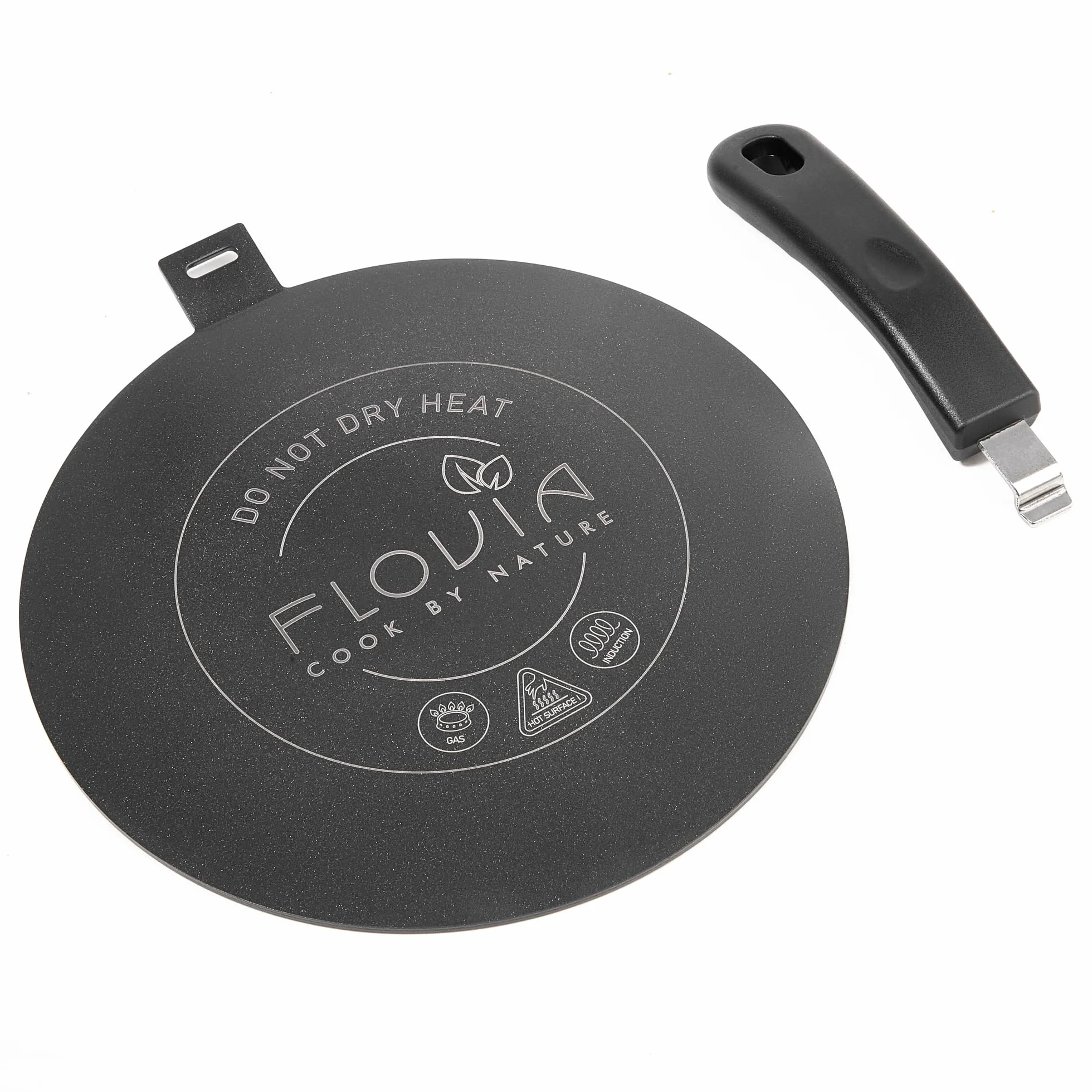 Placa Adaptadora para Inducción con Mango Desmontable, Difusor de Calor 24cm, Negro, Compatible con Cocinas de Inducción, Gas y Eléctricas