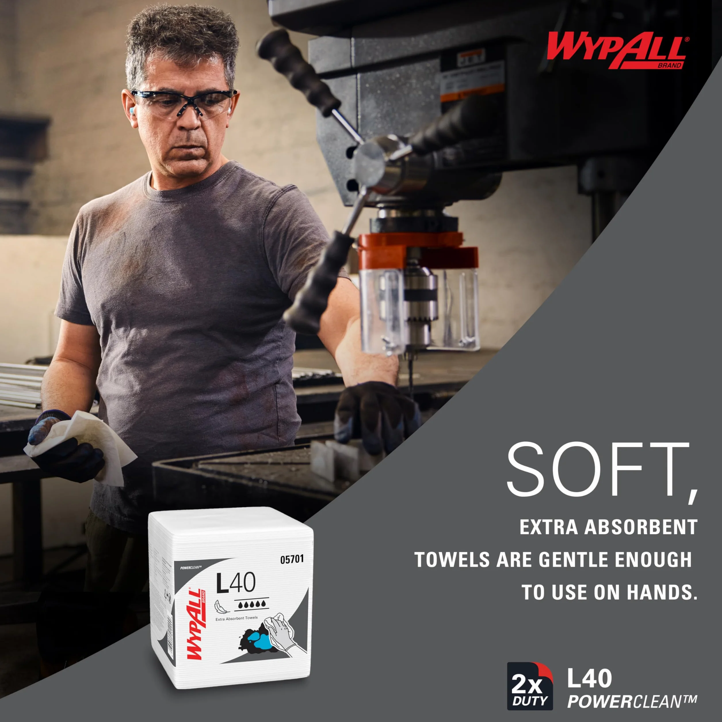 WypAll L40 Paños de Limpieza Industriales 7471, 1 Capa, Extra Absorbentes, Resistentes y Desechables, Uso Profesional y General, Pack de 18 x 56 Hojas (1.008 Total)