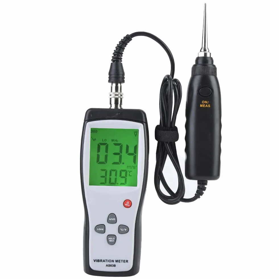 Medidor de Vibración LCD, Medidor Vibrómetro, Analizador, Probador de Vibración AS63B