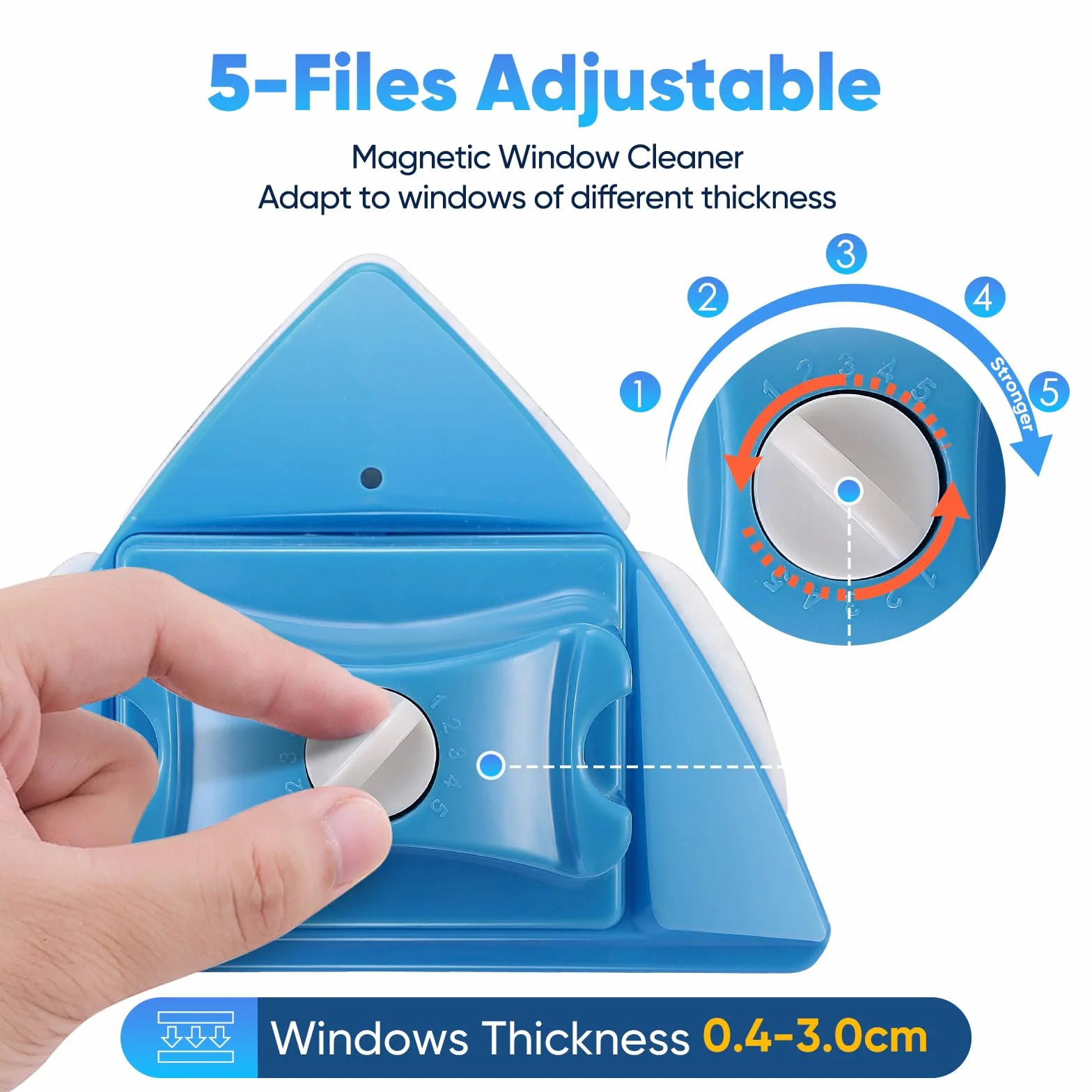 Limpiador de Cristal de Doble Cara Magnético 5 Archivos Cepillo Ajustable para Grosor 4-30 mm