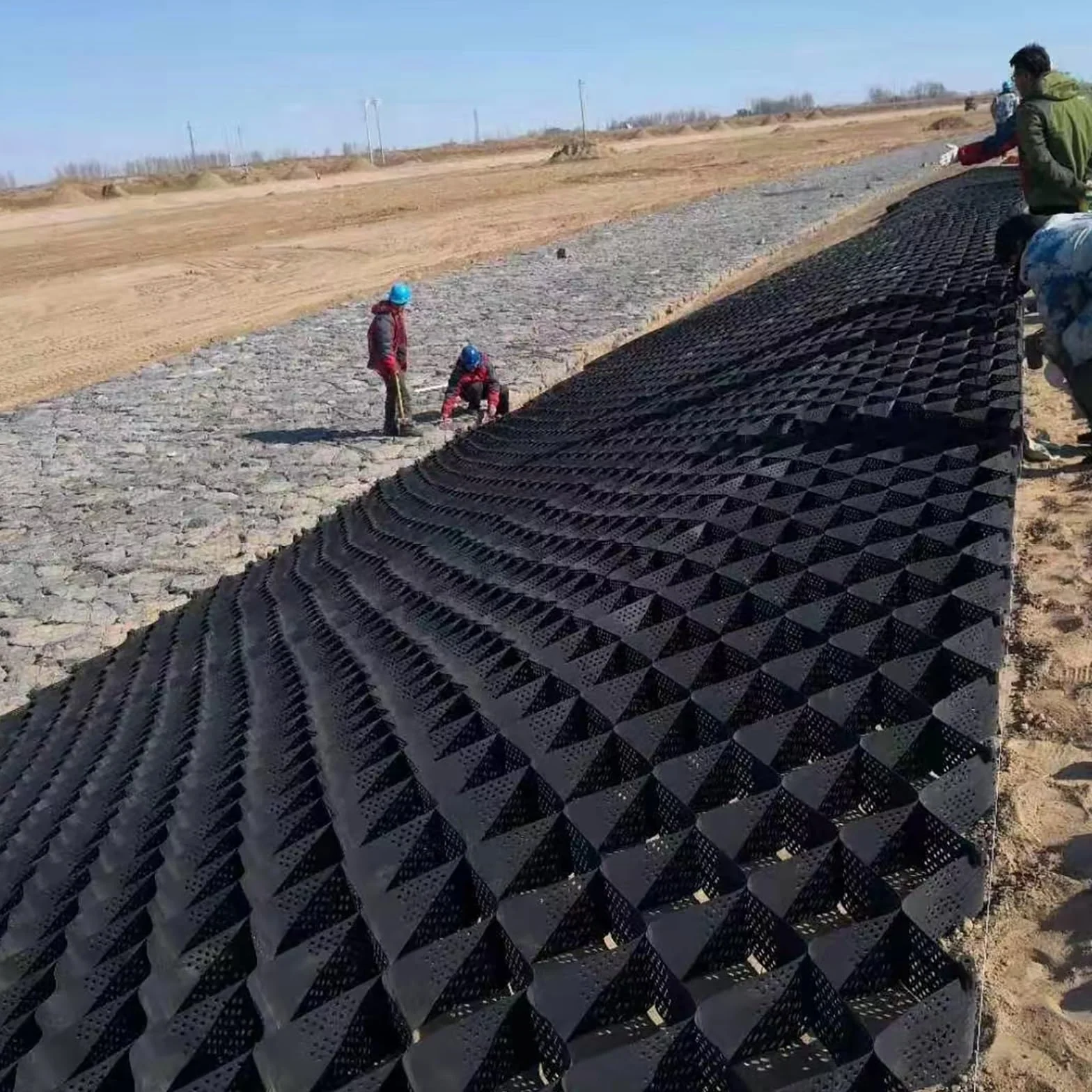 Geocelda Rejilla de estabilización de suelos Geo Grid de 1 m, 5 m y 10 m, malla de grava de HDPE para exteriores, laderas empinadas, paisajismo, pasarelas, senderos y caminos.(10 cm high,2m x 5m)