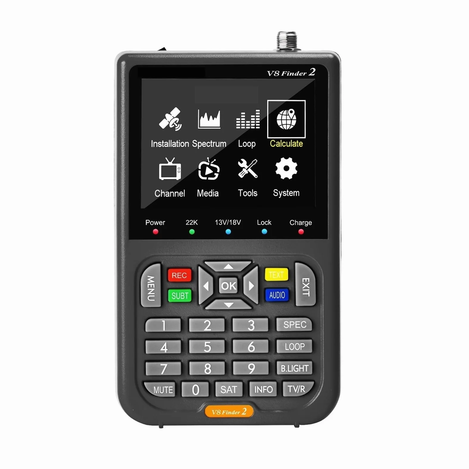 V8 Finder2 Medidor de satélite DVB-S2 Buscador de satélite Satfinder Detector de señal DVB-S/ S2/ S2X | FD2 Black With Bag