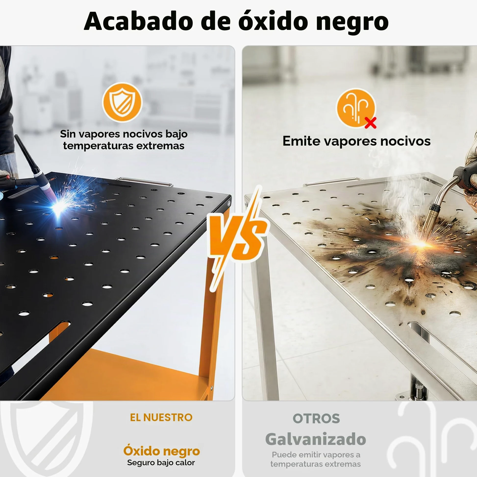 Mesa de soldar móvil con Ruedas de 91 x 46 cm, Carga de 544 kg Banco Trabajo Taller de Metal Portátil con 4 Ruedas de Frenado Bloqueables, 4 Ranuras para Herramientas, Bandeja, 1,6 cm Agujeros