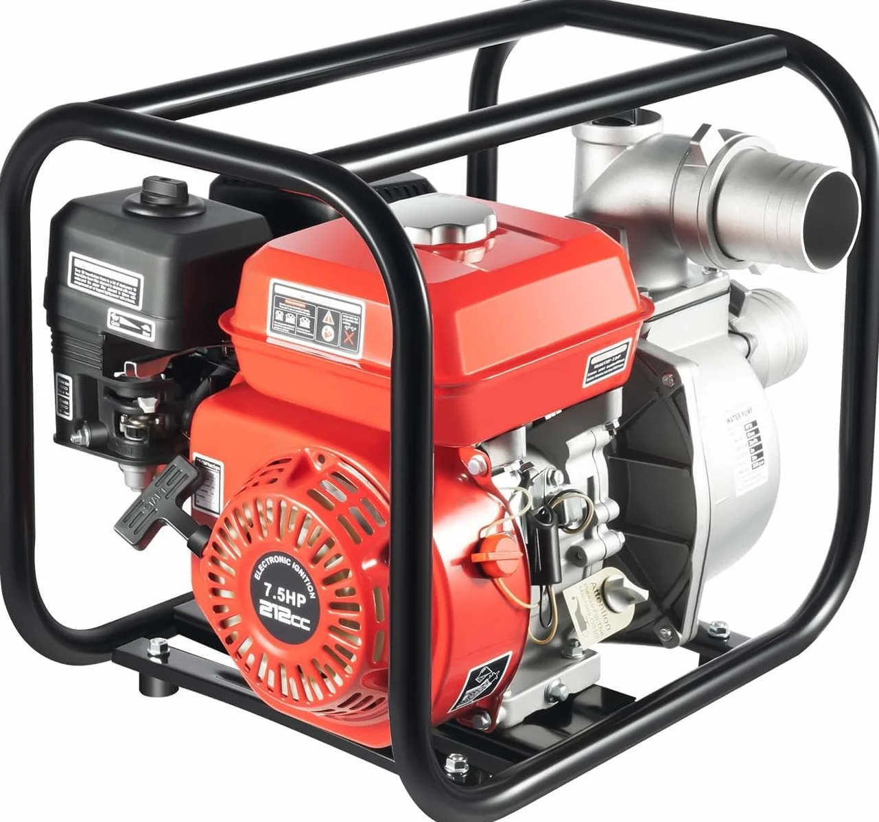 Bomba de agua de motor de gasolina de 7,5 CV, 35,000 L/H y altura de extracción de 30 m, bomba de transporte de agua con conexión de 3,5 pulgadas, motor de 4 tiempos, bomba de agua sucia con manguera