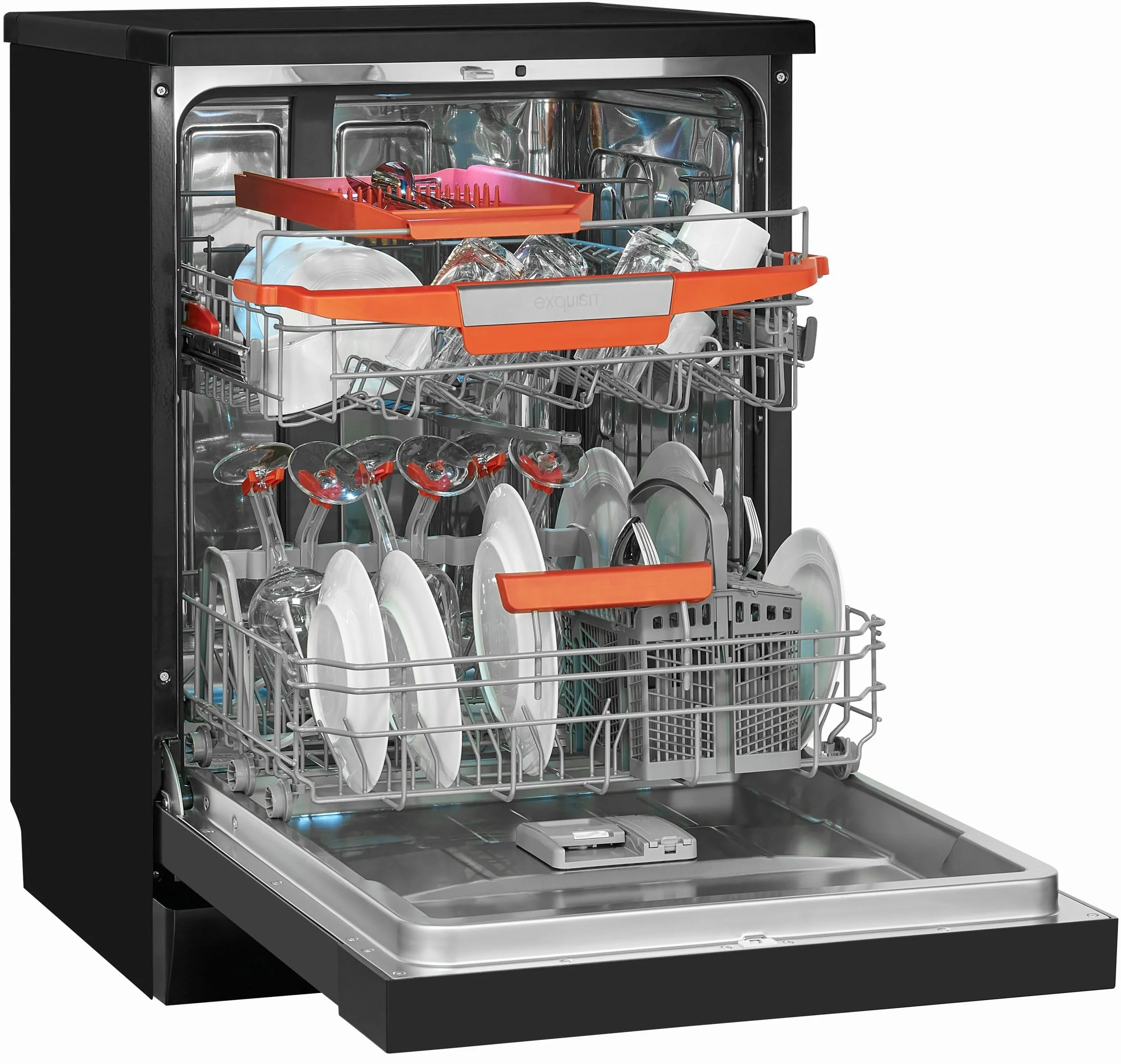 Exquisit® Lavavajillas 60Cm, Clase B, Acabado Inoxidable Antracita,14 Servicios, 6 Programas, Display Digital, Interior Inox, Aquastop Incluido, Consumo 65 kWh/100ciclos, Medidas 84,5x59,8x60 Cm.