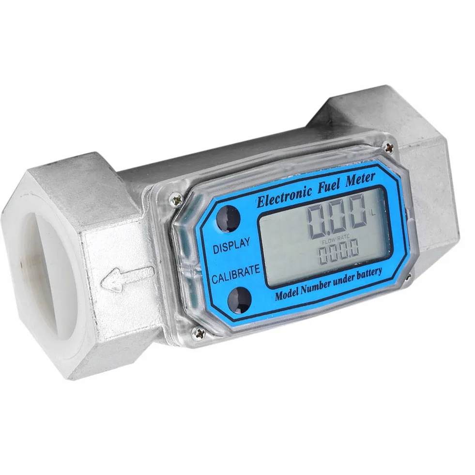 Medidor de Flujo de Turbina Electrónico Digital de Aluminio 15-120L 1.5 Pulgadas NPT