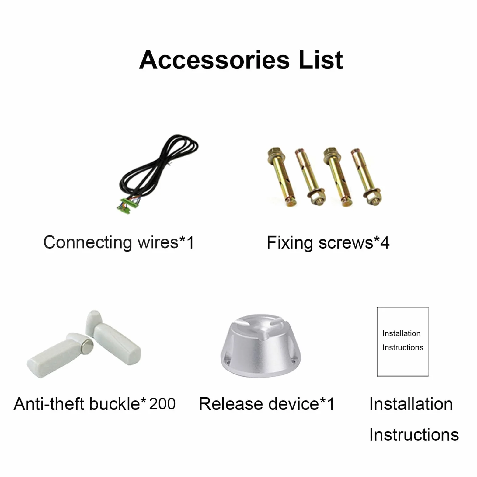 Equipo Antirrobo para Comercios, Sistema de Alarma de Seguridad EAS AM 58KHZ, Alarma Sonora y Visual, con 200 Hebillas Antirrobo, para Tiendas Ropa y Supermercados