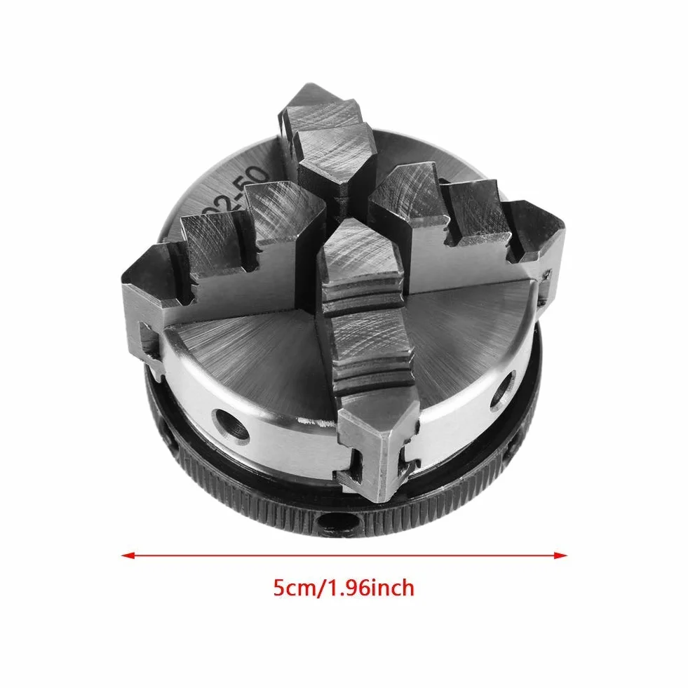 50mm Mini 4 mordazas Reversible autocentrante M14 Thread Mount Torno Chuck manual K02-50 con 2 piezas Barra de bloqueo
