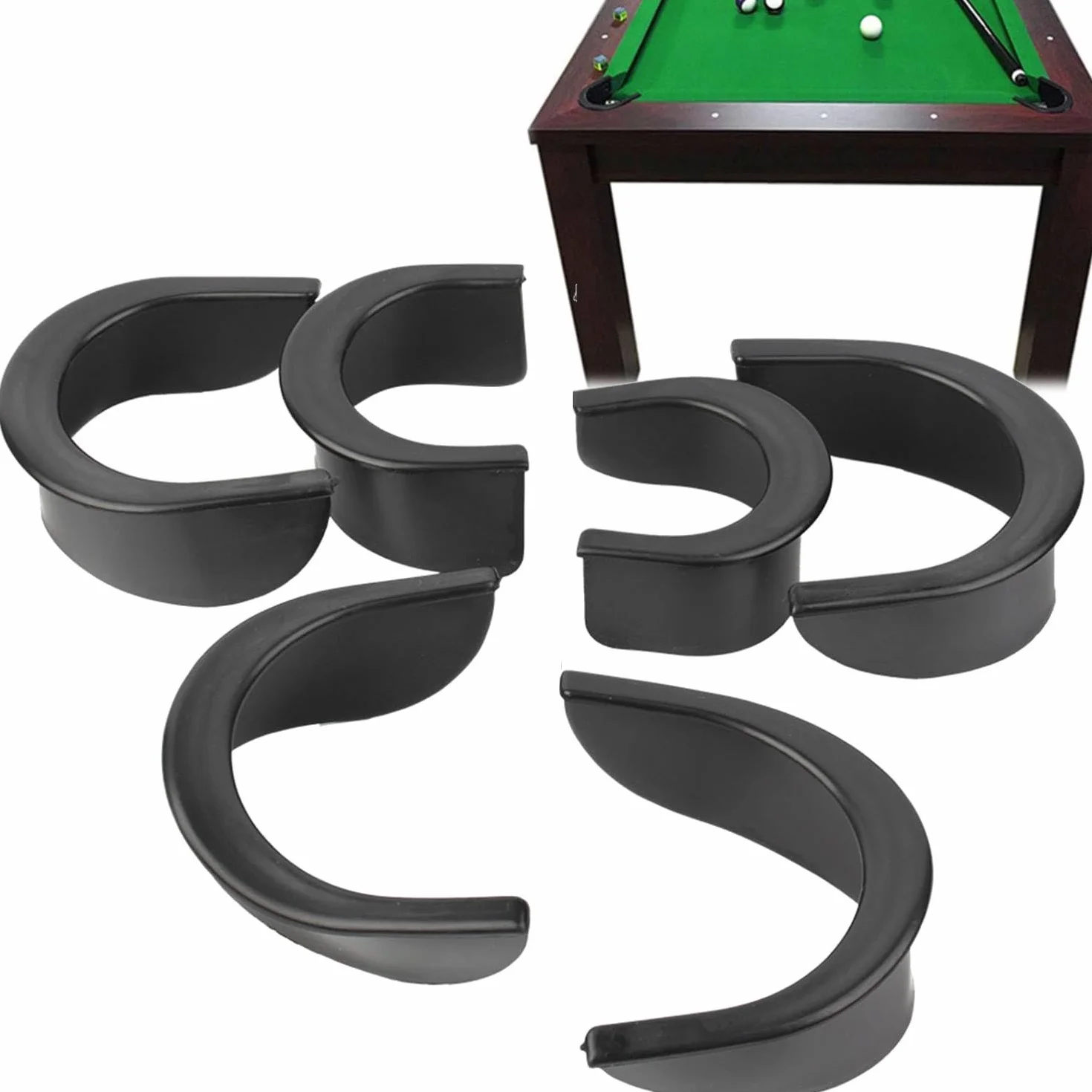 Revestimientos para Bolsillos de Mesa de Billar, Juego de 6 Forros de Goma Resistente al Desgaste