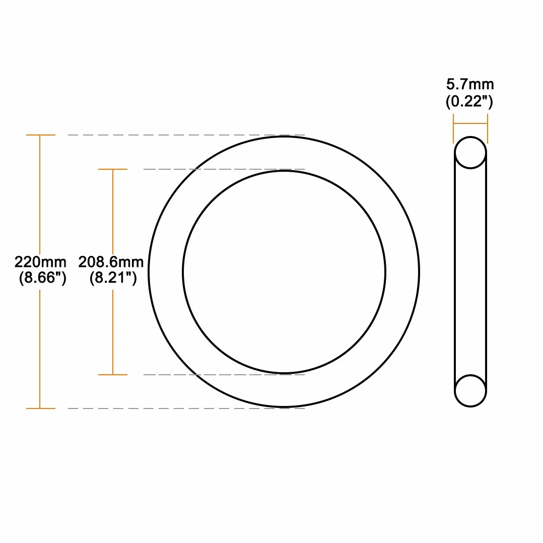Sourcing Map Nitrilo Caucho Tóricas Juntas 220mm OD 208,6mm ID 5,7mm Ancho