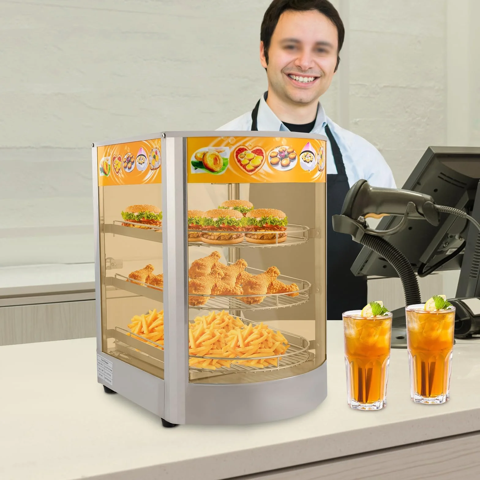 Armario de calor cocina comercial 800 W 3 niveles 30-85 ℃