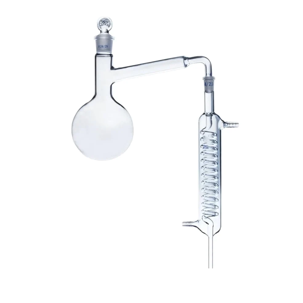Cristalería de Laboratorio Matraz de fondo redondo de vidrio de borosilicato de 250 ml, 500 ml y 1000 ml con condensador de vidrio.(500ml)