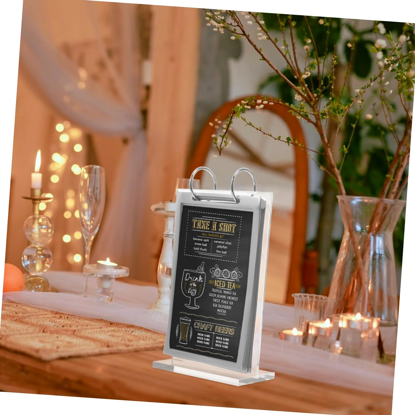 SHINEOFI 5piezas Soporte De Exhibición De Menú Transparente Soporte De Carteles De Escritorio Para Restaurantes y Cafés Vertical Con Base Estable