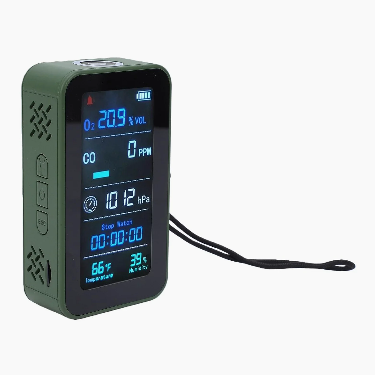Generic Detector de Oxígeno Portátil, Monitor de Calidad del Aire con Linterna para Uso de Emergencia, Camping, Viajes, Batería de 3000mAh