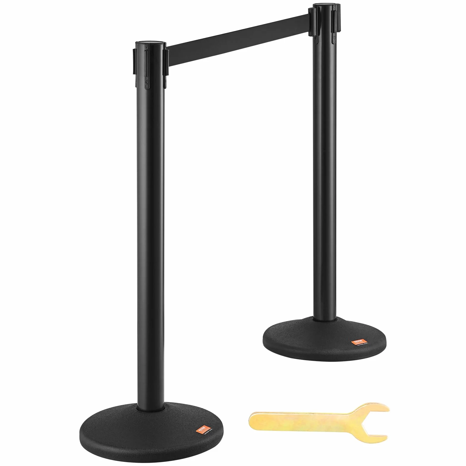 VEVOR Poste Guía 2 Piezas Barrera de Marcado 93 cm Cinta Retráctil 200 cm para Control de Multitudes