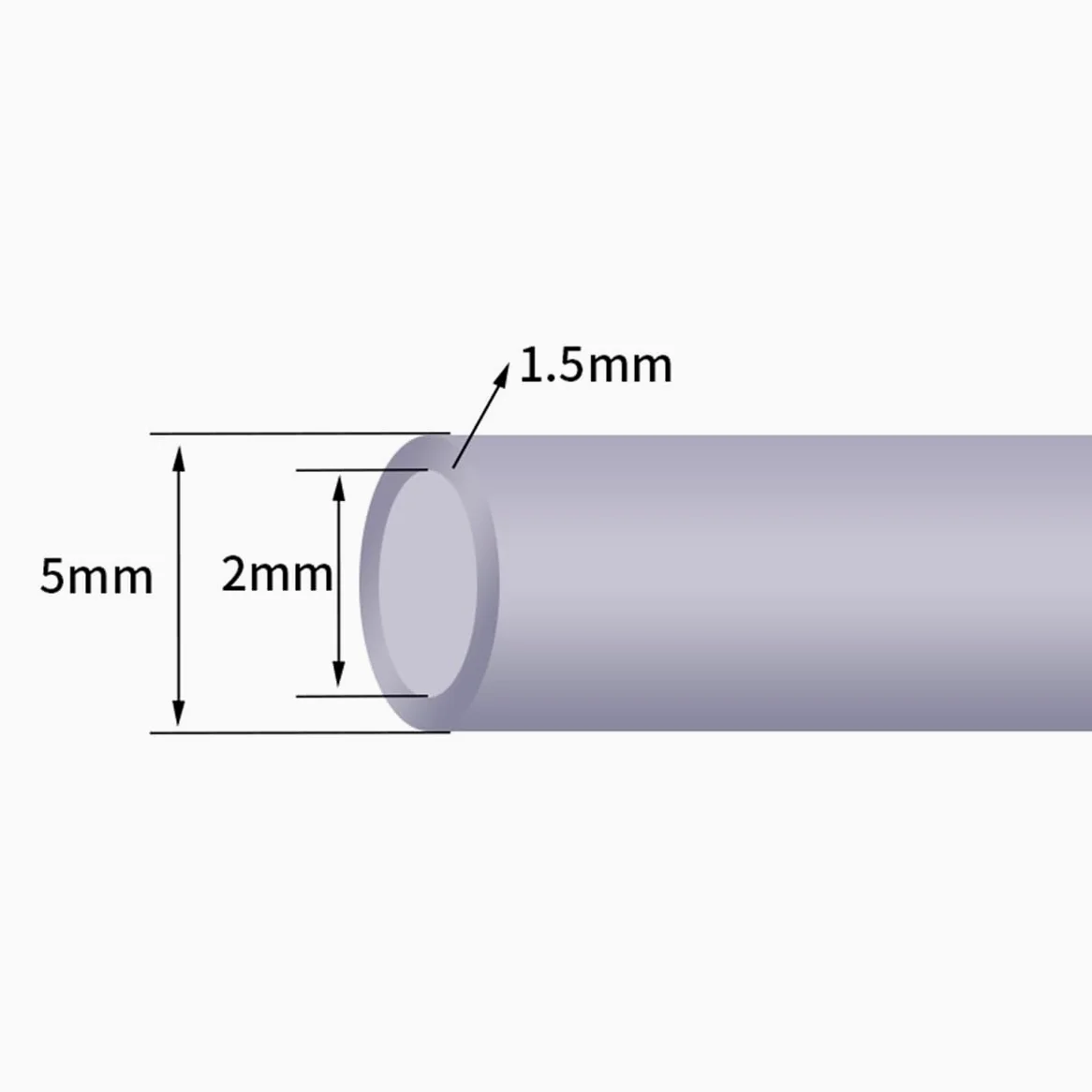 Tubo de silicona transparente de 3 m para dispensador de agua, manguera flexible de 5 mm de diámetro exterior, 2 mm de diámetro interior de 1,5 mm de grosor de pared