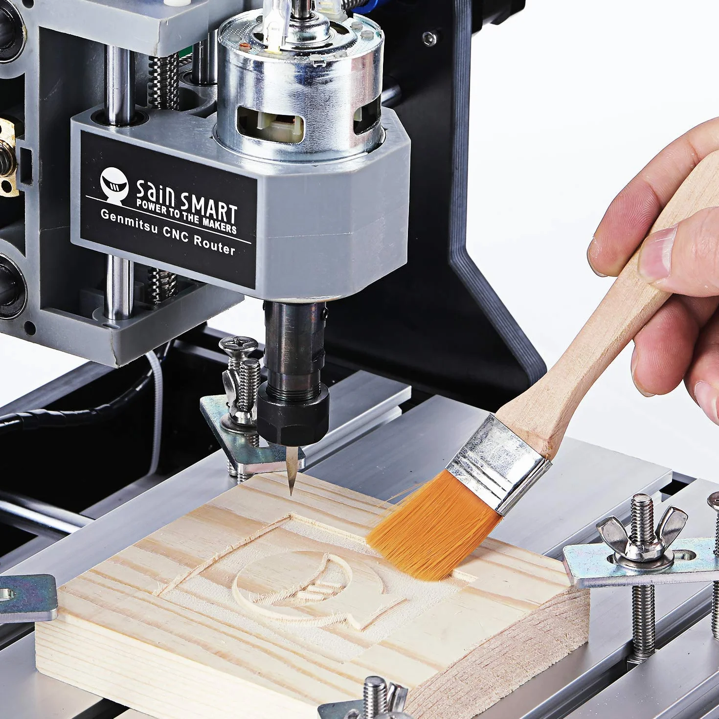 SainSmart Genmitsu CNC 3018-PRO - Kit de fresado/grabado, controlado por GRBL, 3 ejes para el tratamiento de acrílico, PVC, madera, aluminio suave, área de trabajo 300 mm x 180 mm x 45 mm