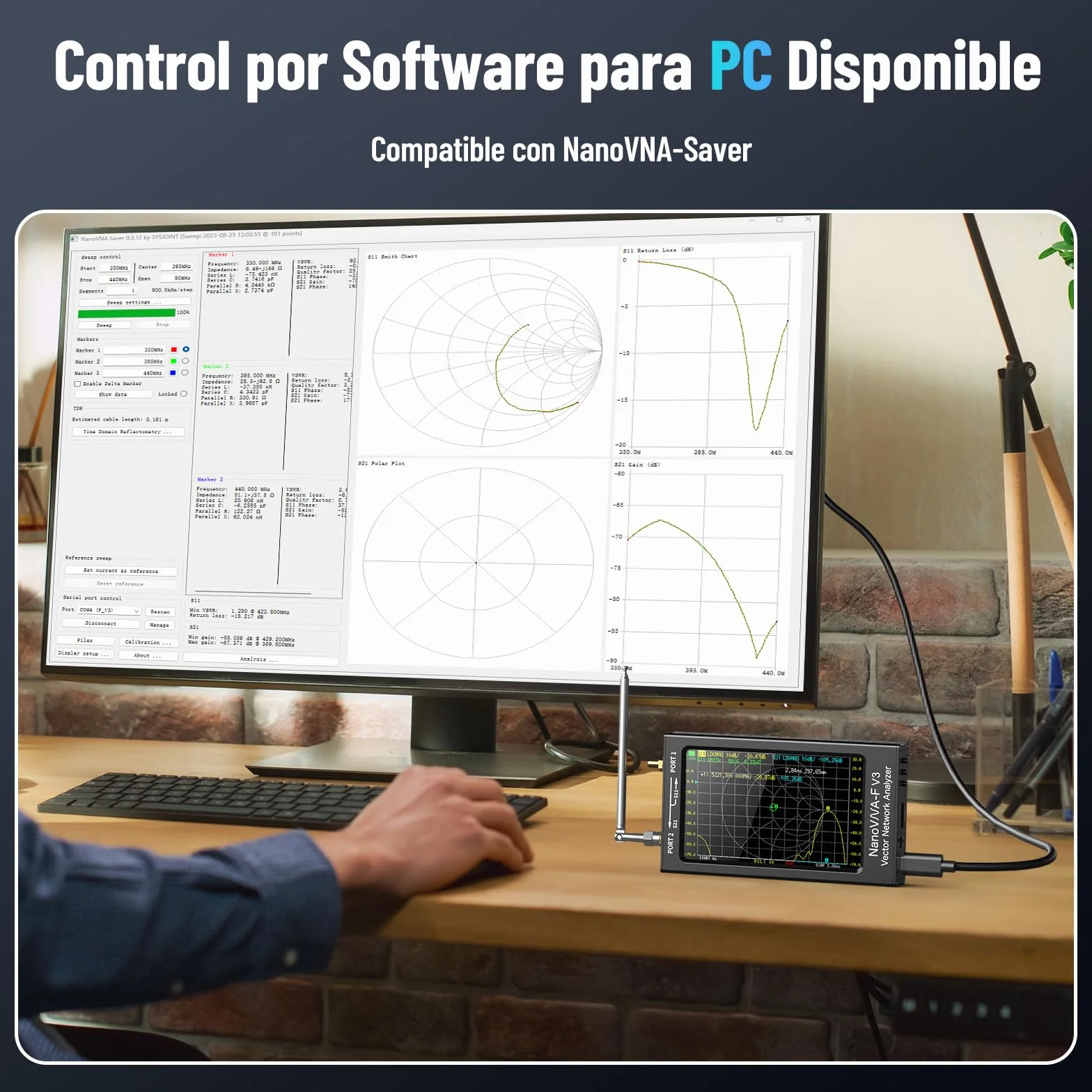 Seesii NanoVNA-F V3 Analizador Vectorial de Redes, 4,3'' Analizador de Antenas 1MHz-6GHz HF VHF UHF VNA para S-Parameter Voltaje SWR, Fase, Retardo, Smith Chart