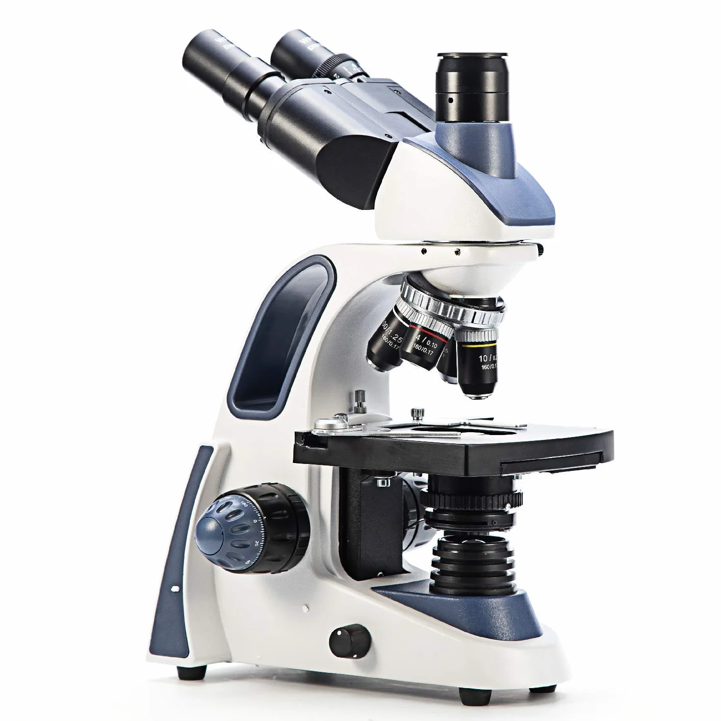 Swift SW380T 40X-2500X Ampliación, Cabeza Siedentopf, microscopio de Laboratorio Compuesto trinocular de Grado de investigación con oculares de Campo Ancho 10X/25X, Etapa mecánica, Enfoque Ultra