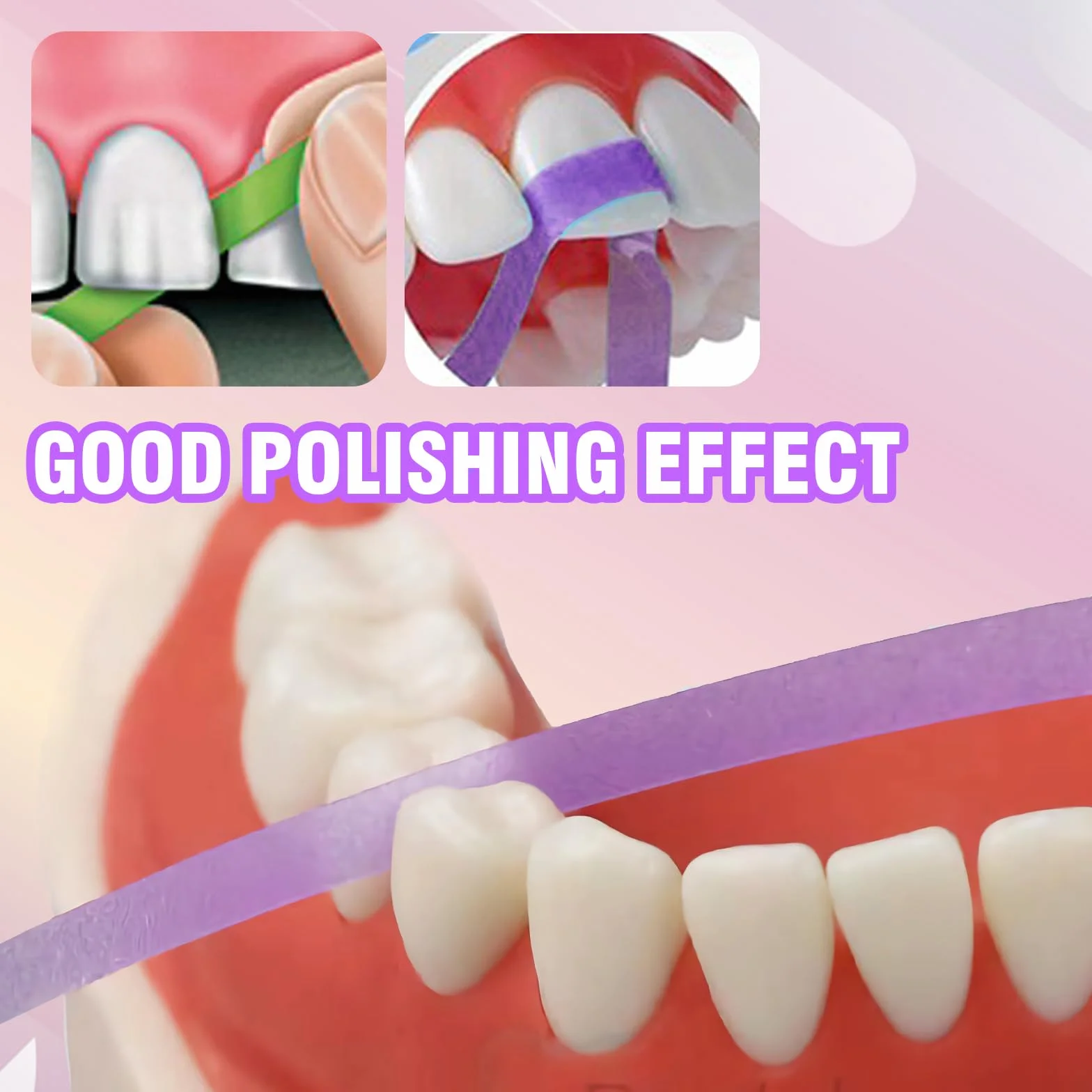 Papel de Lija Interdental 3 Volúmenes Tiras de Lijado Dental 20/30 μm Amarillo/Verde/Morado Cepillo Interdental