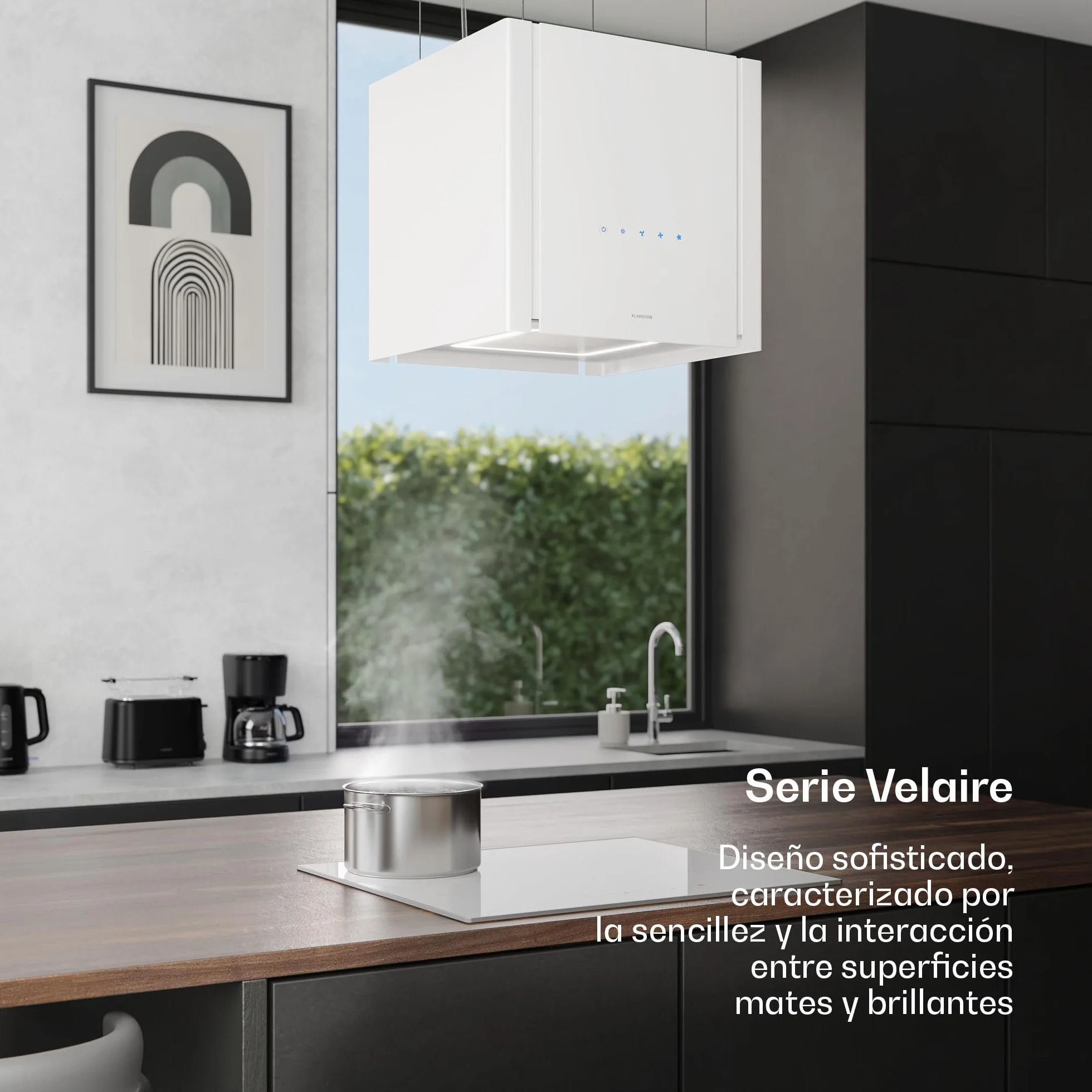 Klarstein Velaire Campana Extractora de Techo 601 m³/h 40 cm Elevable A++ Blanco