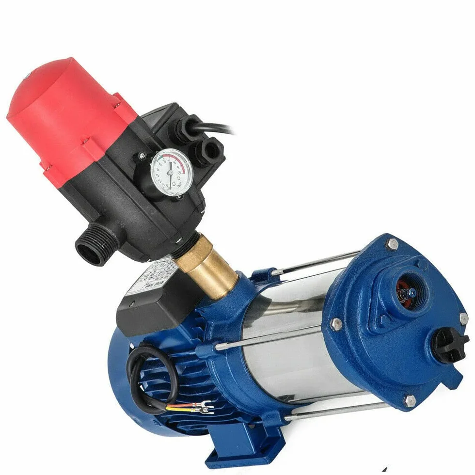 Bomba de agua de 2200 W de acero inoxidable para jardín, casa y granja con interruptor de presión Bomba centrífuga para suministro de agua en jardín, terraza, granja