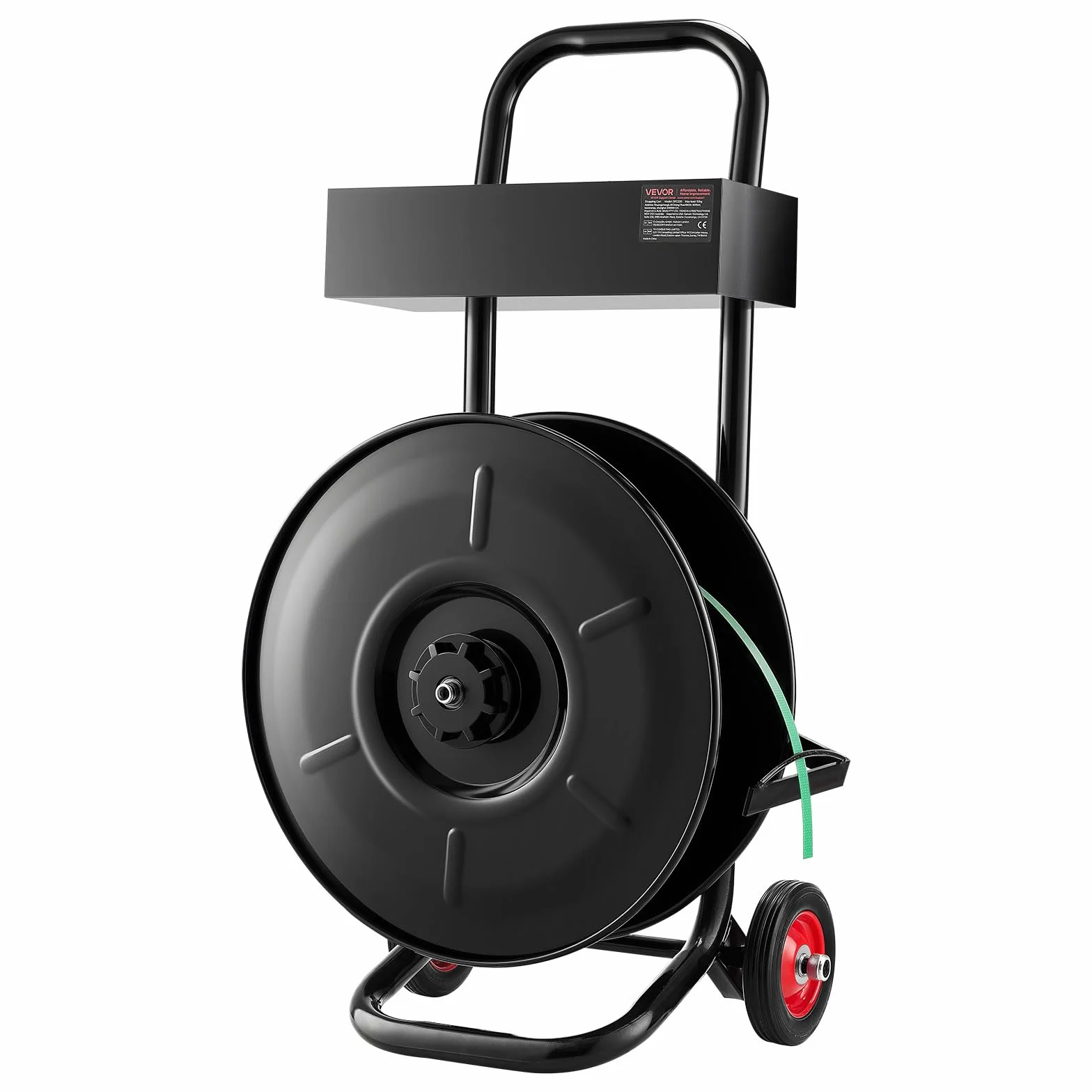 VEVOR Dispensador de Flejado, para Rollos de Flejado de PET/PP/Poliéster con Un Tamaño de Núcleo de 203 mm, con Sistema de Frenado Mejorado, Amplio Almacenamiento Integrado para Herramientas