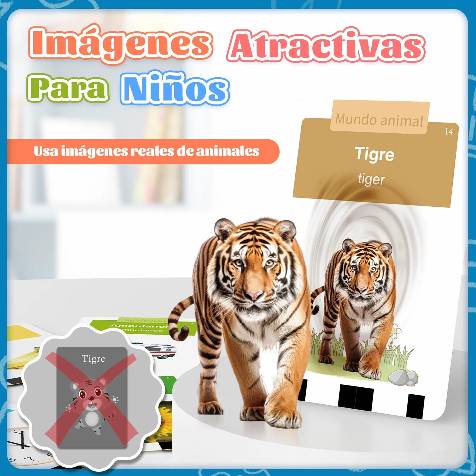 HOMESTEC Tarjetas Flash Parlantes, Juego Educativo Audibles 432 Palabras Español, Juguete Montessori Azul 2-6 Años