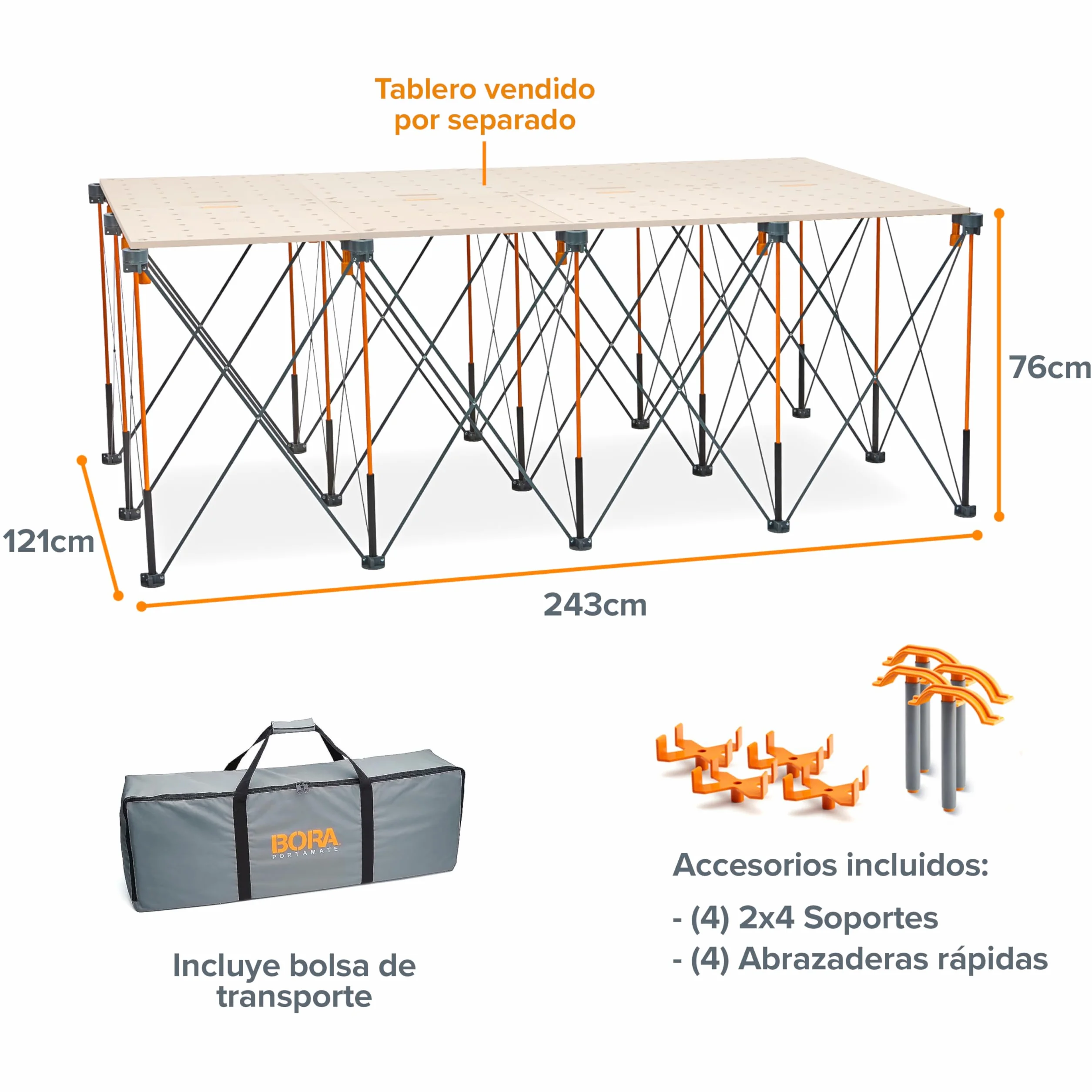 Bora Centipede CK15S Banco de Trabajo Plegable 15 Soportes Mesa Portátil Profesional