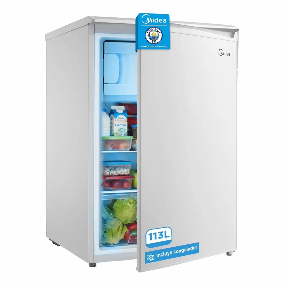 Midea Mini Frigorífico 113L con Congelador Silencioso 39dB Bajo Consumo