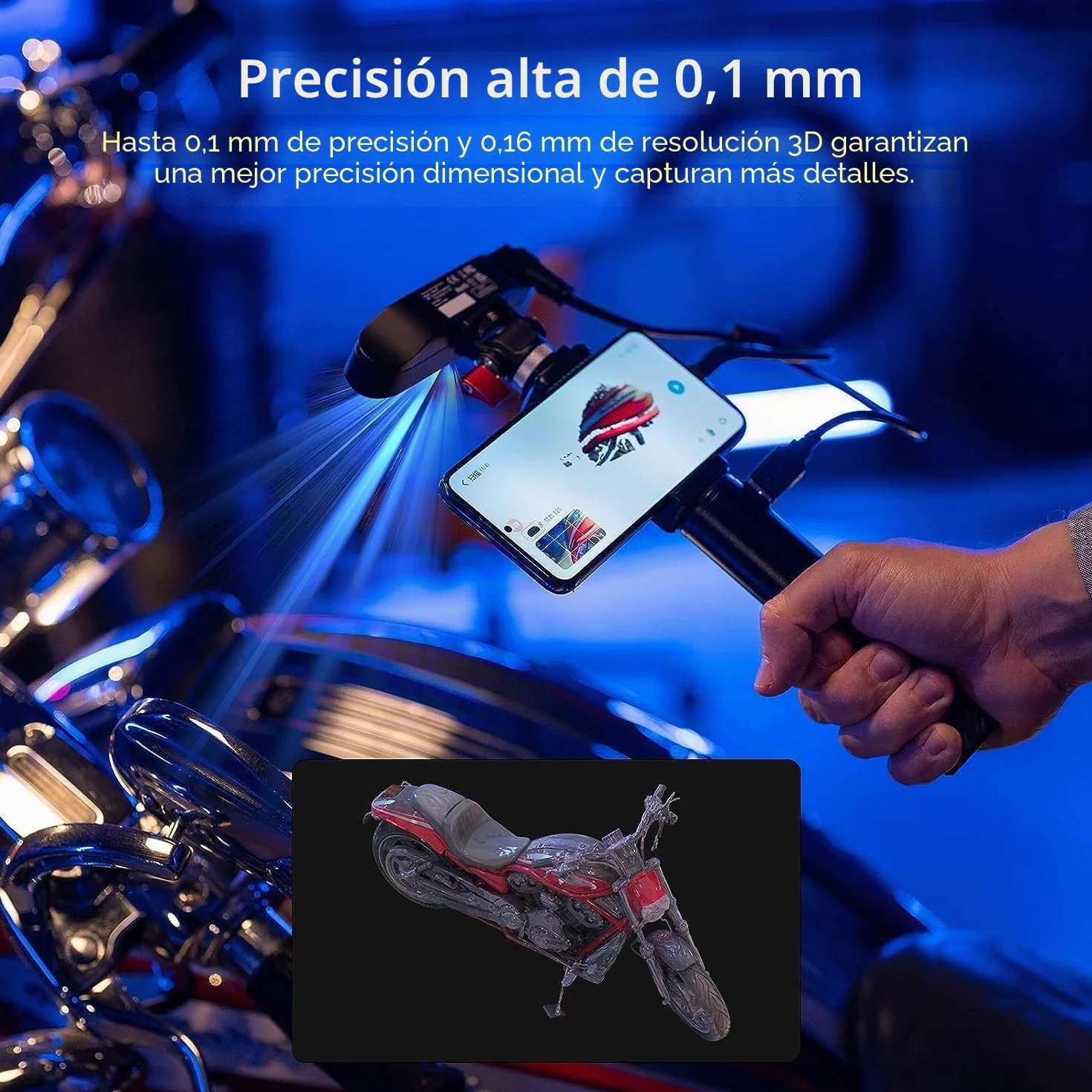 Creality CR-Scan Ferret 3D Scanner, Portátil Escáner 3D para Impresora 3D, Velocidad de escaneo de 30 FPS Precisión de 0,1 mm A Todo Color para teléfono Android PC Win 10/11