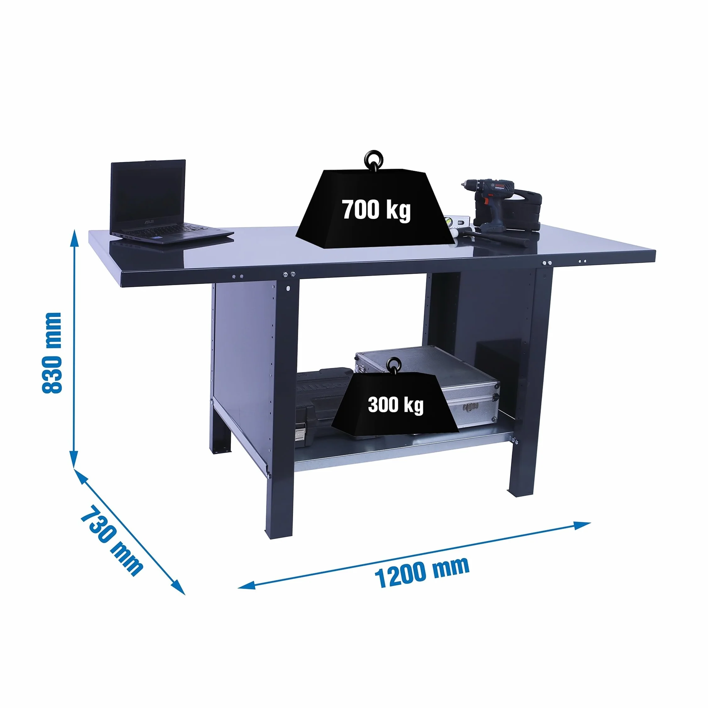 SimonRack BT6 PRO Banco de Trabajo 700 kg 830x1200x730 mm Antracita