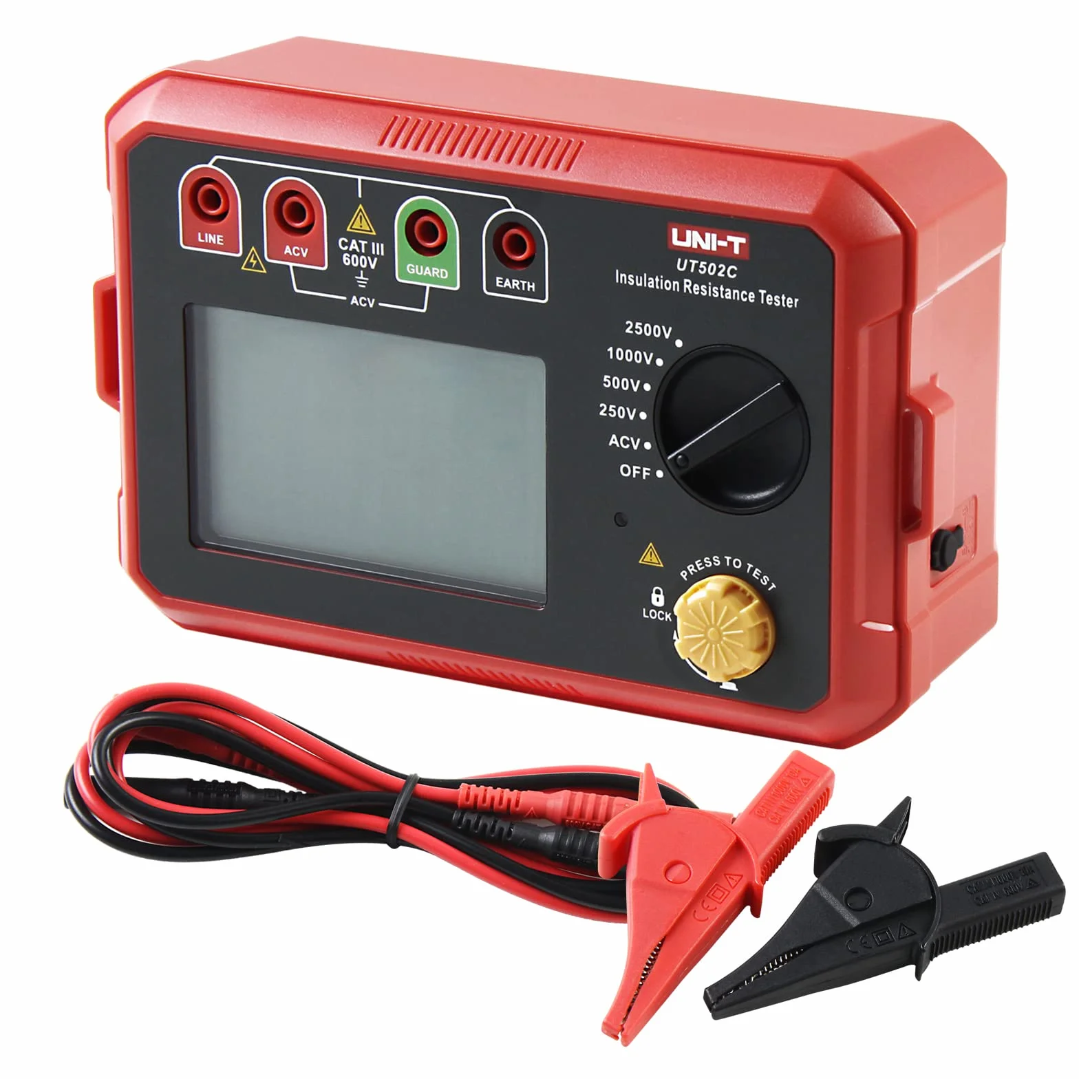 UNI-T UT502C - Medidor de aislamiento (2500 V, 20,0 GΩ, medidor de aislamiento, megohmímetro digital, con luz de fondo)