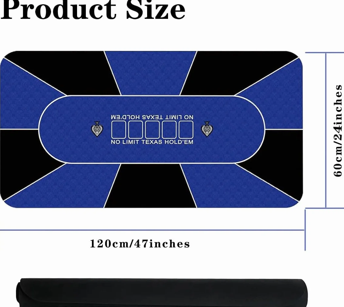 Alfombrilla de póquer profesional 180x90 cm 8 jugadores Texas Hold'em goma portátil con bolsa