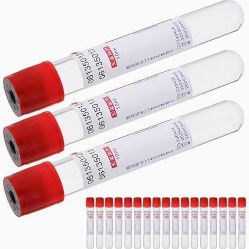 Tubos médicos de extracción de sangre al vacío, paquete de 100, plástico PET para uso en laboratorio, colección de muestras de sangre estériles y seguras