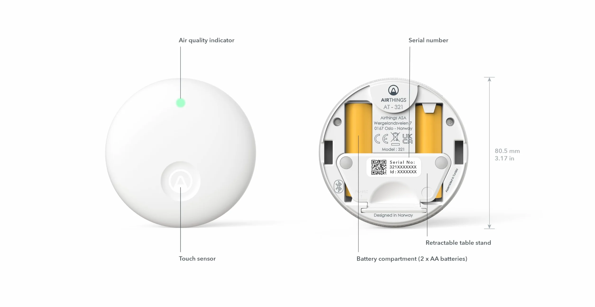 Airthings 321 Wave Enhance - Monitor de calidad del aire para CO2, COV, humedad, temperatura, presión, ruido y luz - Ideal para dormir mejor en dormitorios y mejorar la concentración en oficinas.